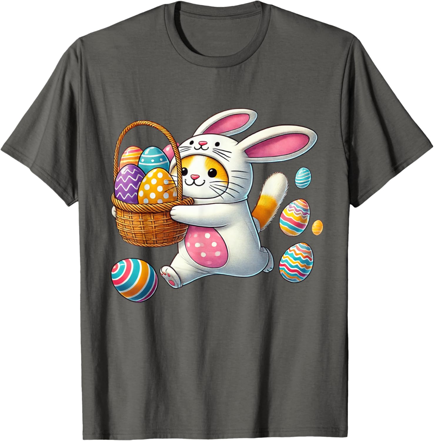 Funny Easter Orange Cat Bunny Ears T-Shirt for Kids Boys and Girls - 14
