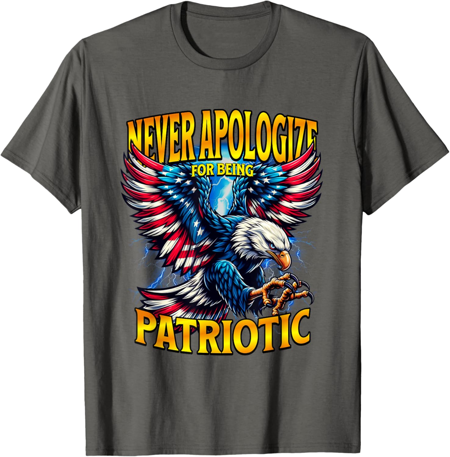 Never Apologize for Being Patriotic Eagle T-Shirt | American Flag Design - 4