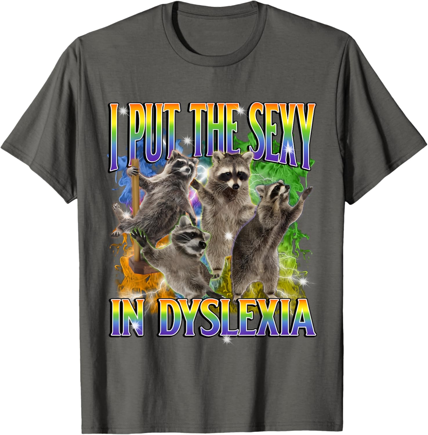 Funny Dyslexia Raccoon Meme T-Shirt – Unique and Unhinged Style - 13