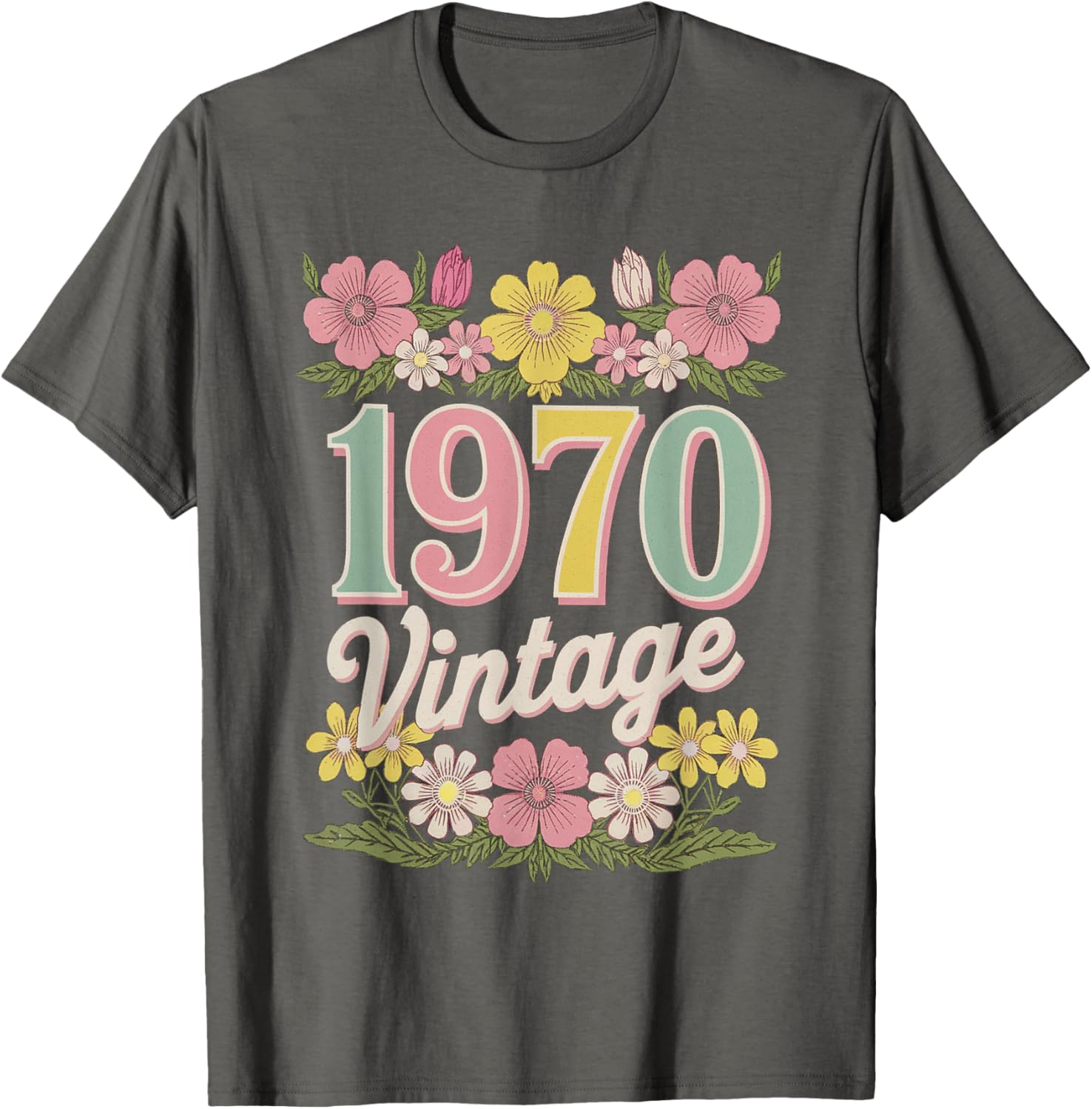 Vintage 1970 Retro Flower Birthday T-Shirt for Daughters and Women - 22