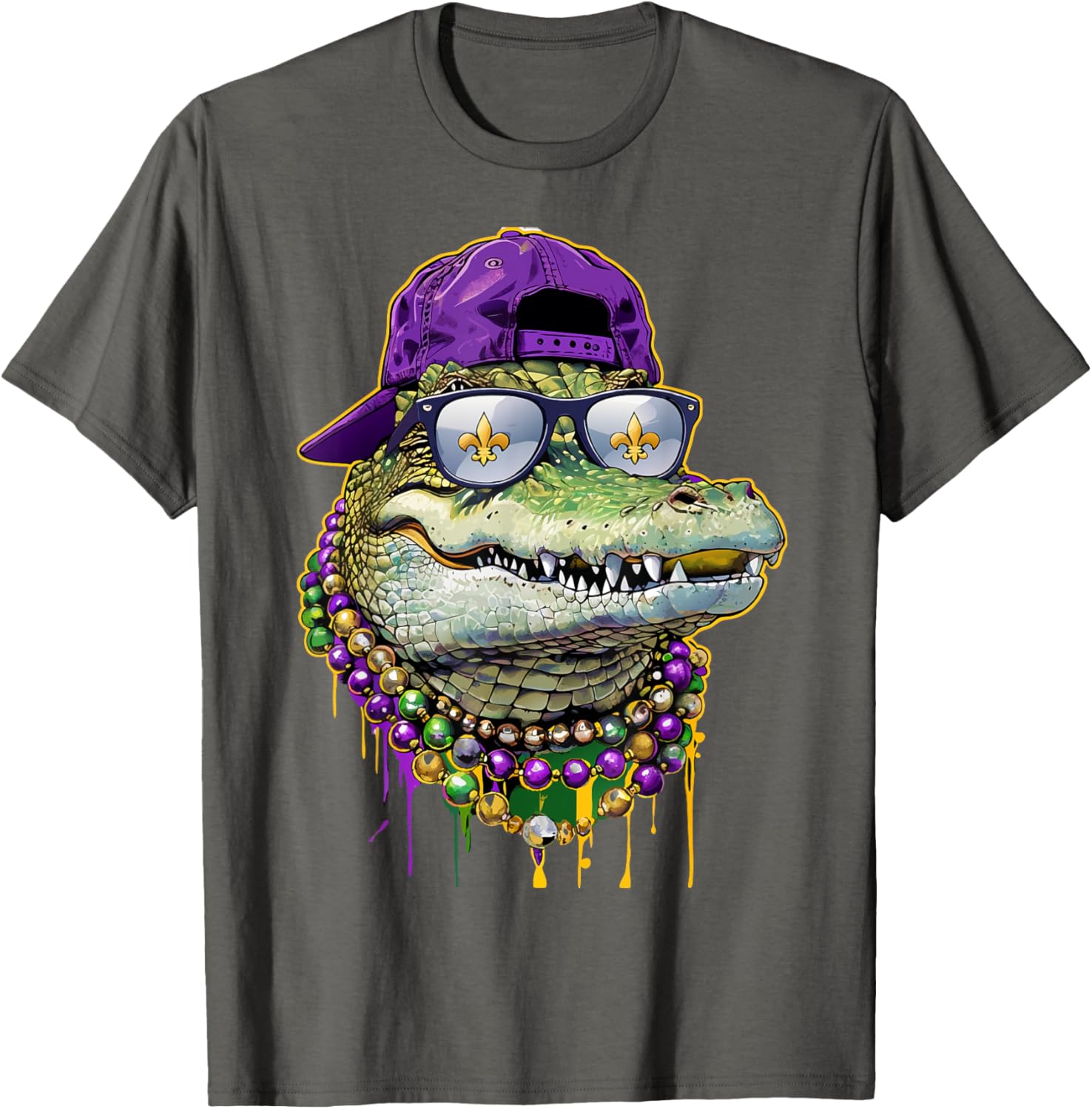 Mardigator Mardi Gras Alligator Costume T-Shirt for Men and Women - 11