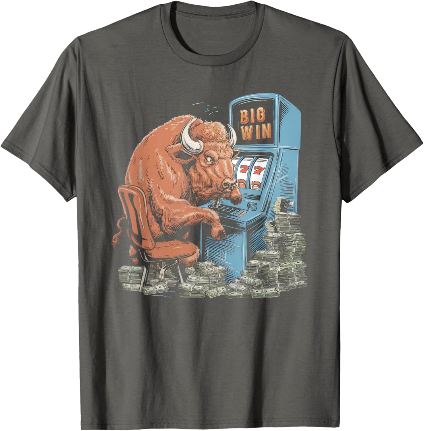 Lucky Buffalo Casino Slot Machine T-Shirt for Gamblers and Slots Fans - 13