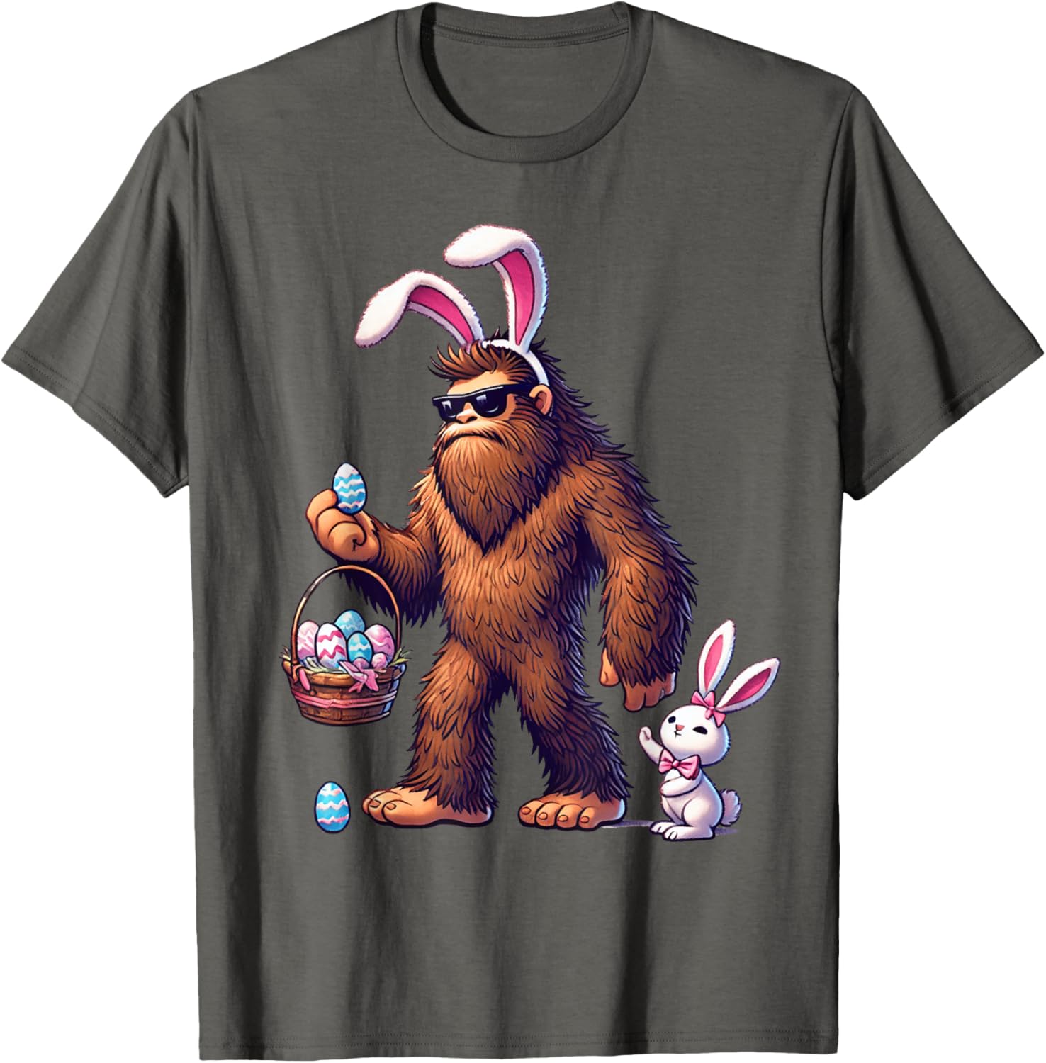 Bigfoot Sasquatch Bunny Easter Eggs T-Shirt for Kids and Men - 20