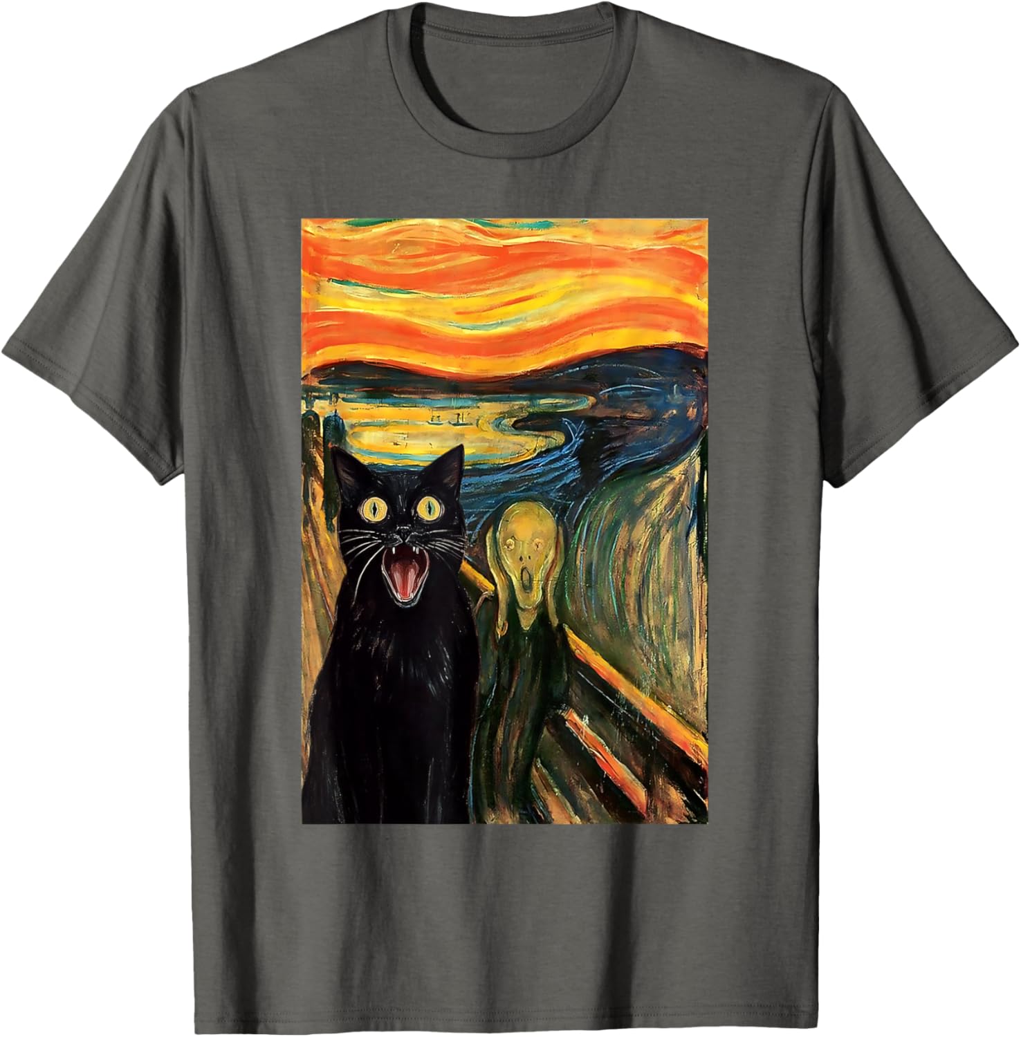 Funny Black Cat Scream Parody T-Shirt for Cat Lovers and Fans - 15