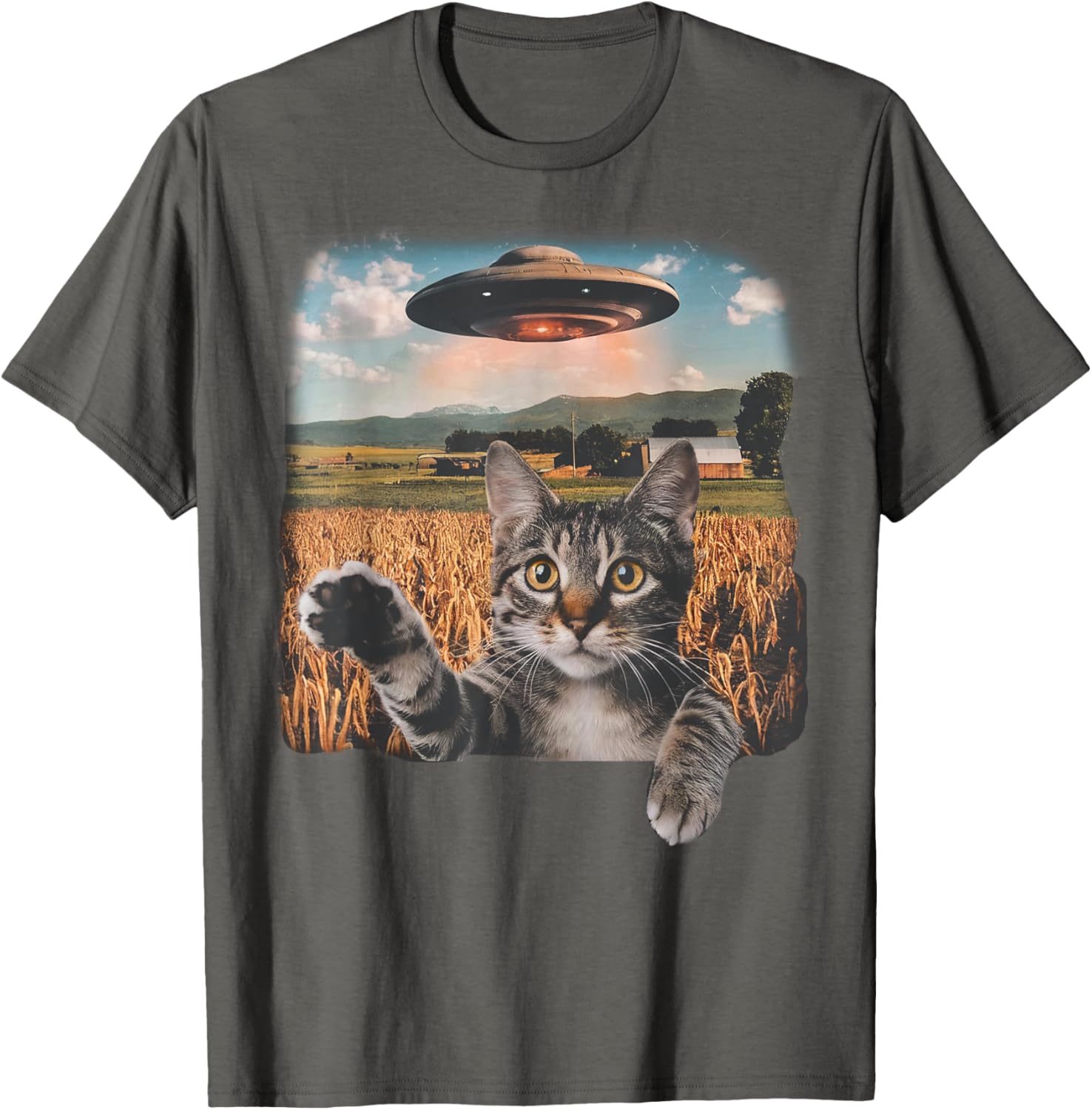 Cat Selfie with Alien UFO T-Shirt for Men, Women, and Kids - 4