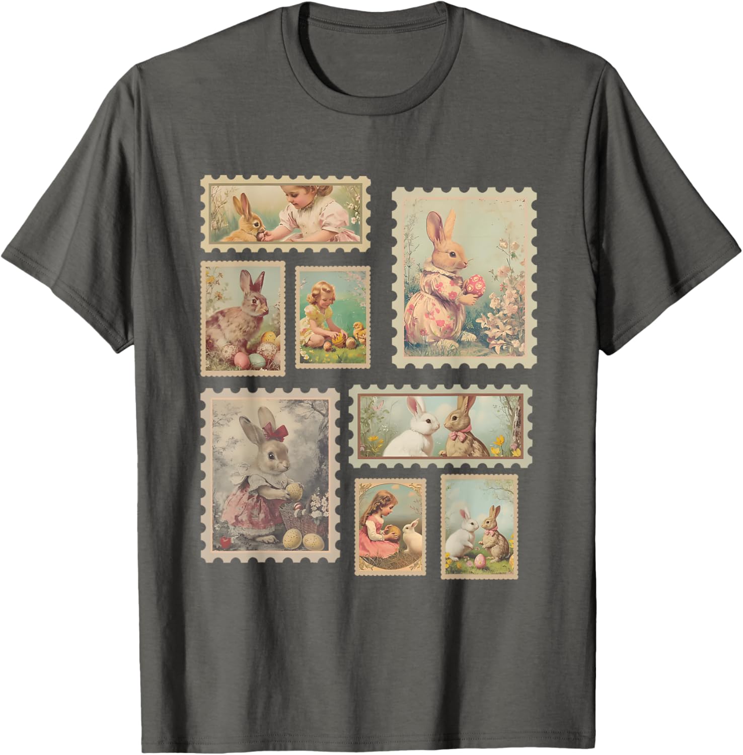 Retro Easter Bunny T-Shirt for Women Cute Spring Fashion Top - 14