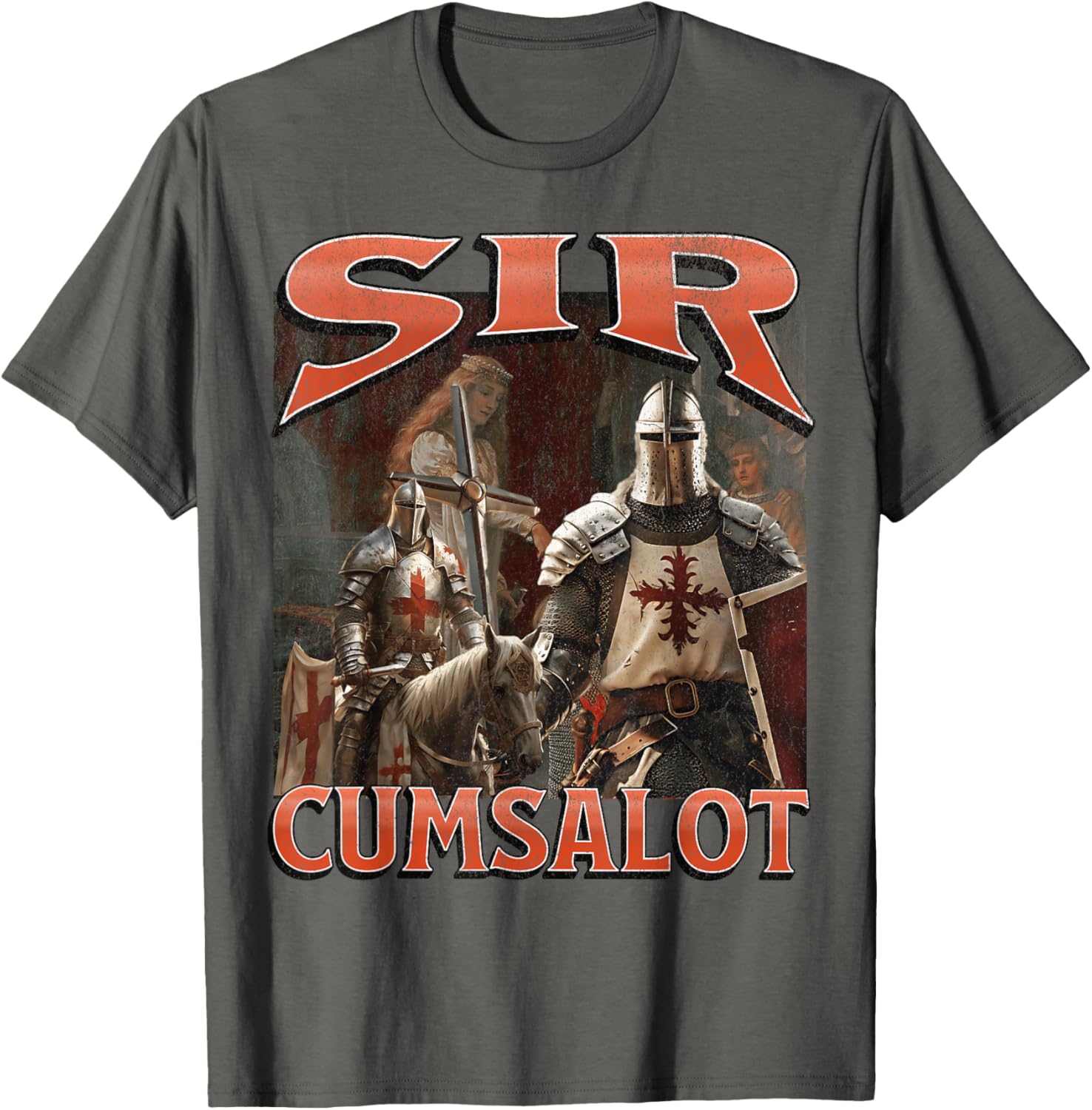 Humorous Sir Cumsalot Knight Meme Bootleg Graphic T-Shirt for Fun Fashion - 16