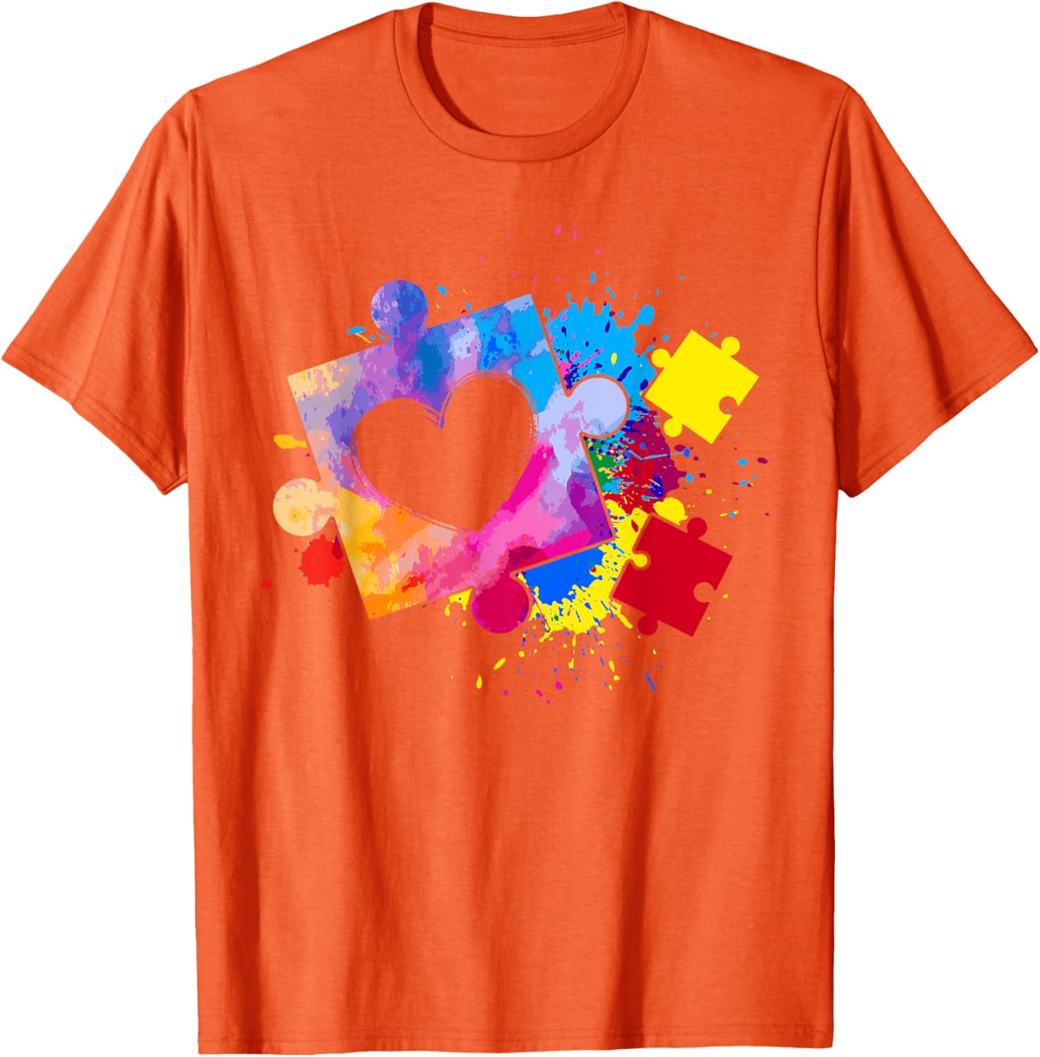 Autism Awareness Tie Dye Puzzle Piece Heart Kids T-Shirt for Boys and Girls - 16