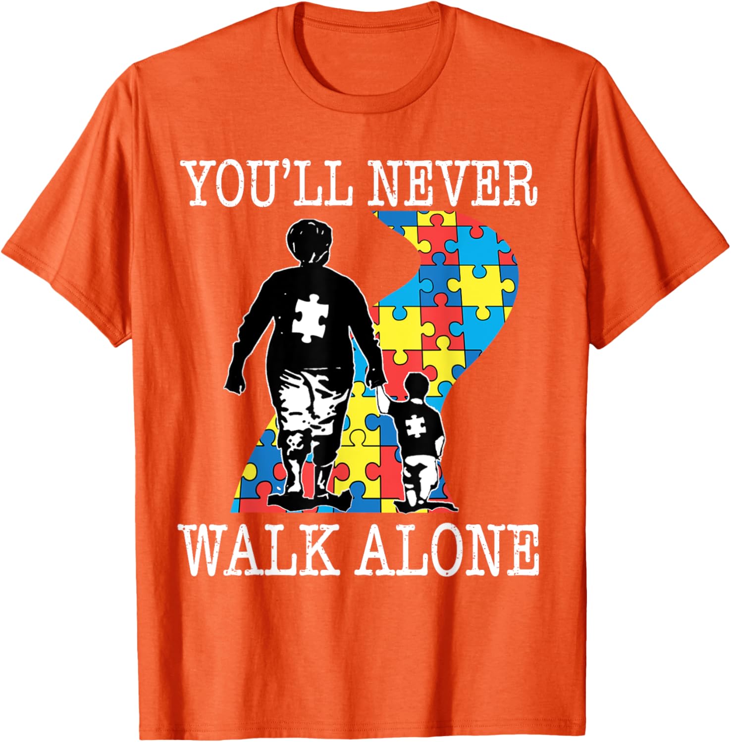 Autism Grandma Support Alone Puzzle You'll Never Walk T-Shirt for Comfort - 6