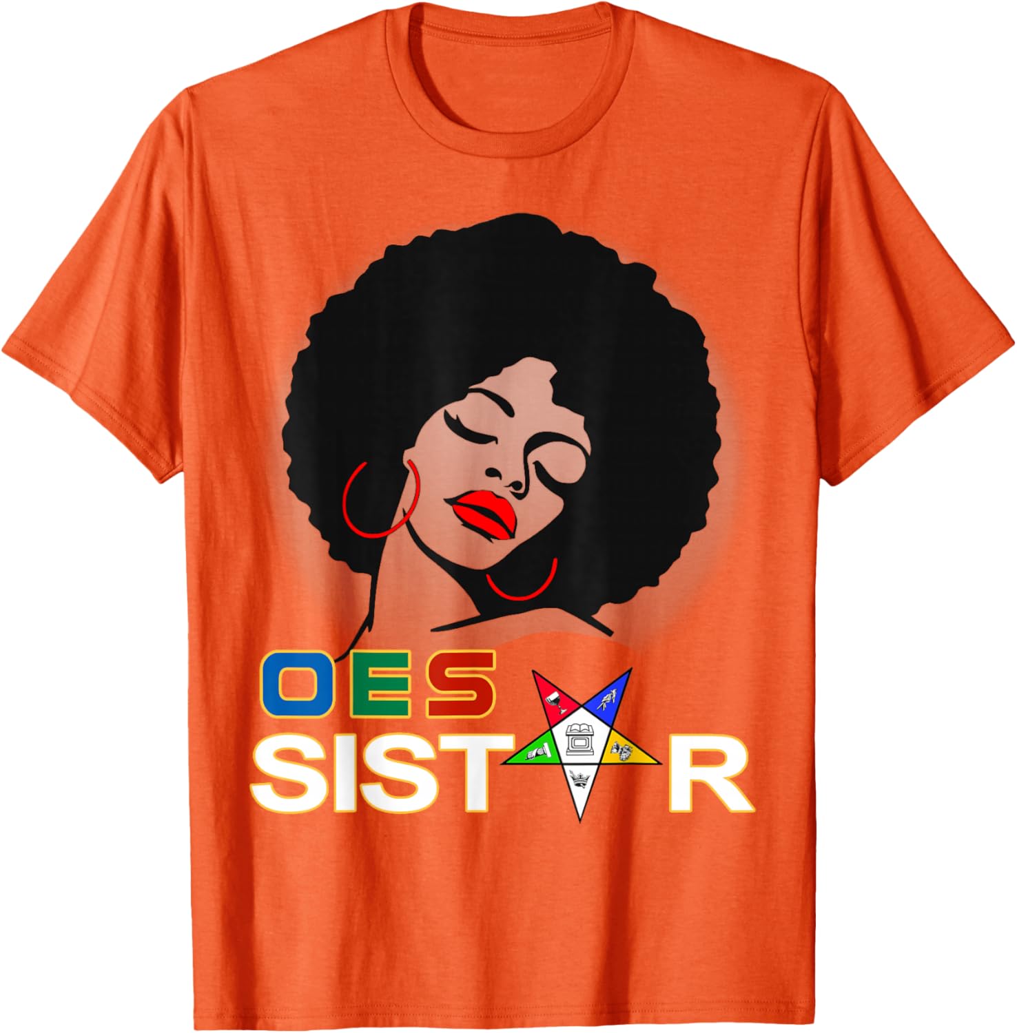 Beautiful Red Afro Earrings and Sistar Eastern Star T-Shirt for Girls - 24