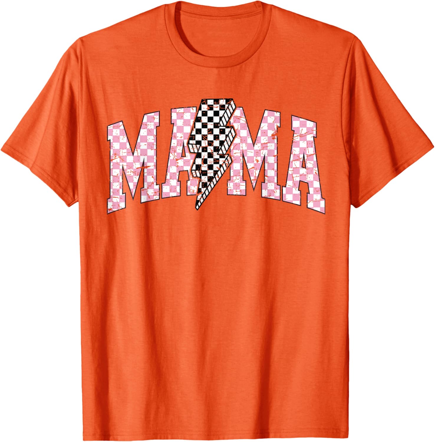Retro Checkered Bolt Mama T-Shirt for Women, Men, Girls, and Kids - 17