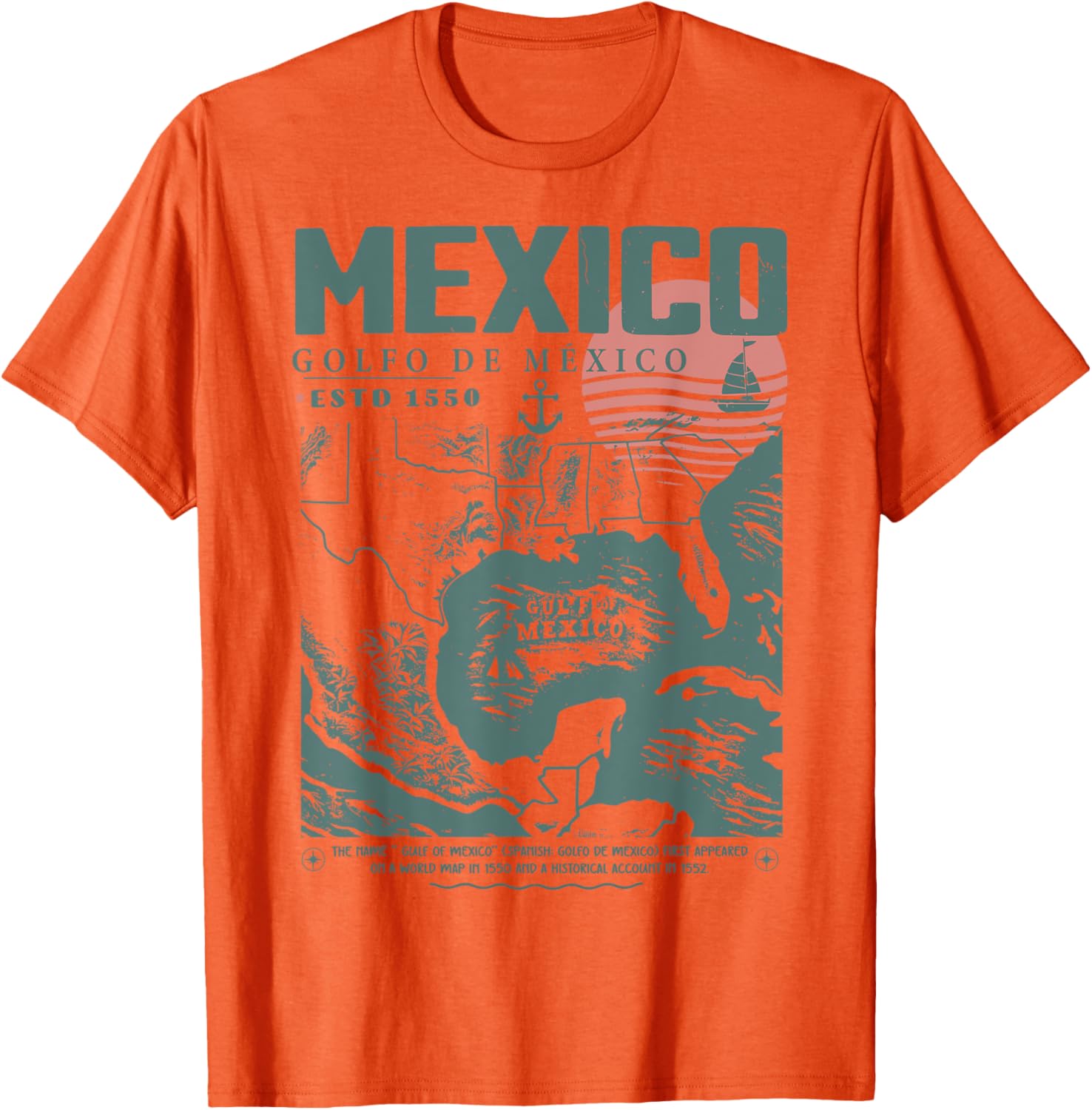 Vintage Gulf Of Mexico Map T-Shirt for Everyone - Stylish Apparel - 1