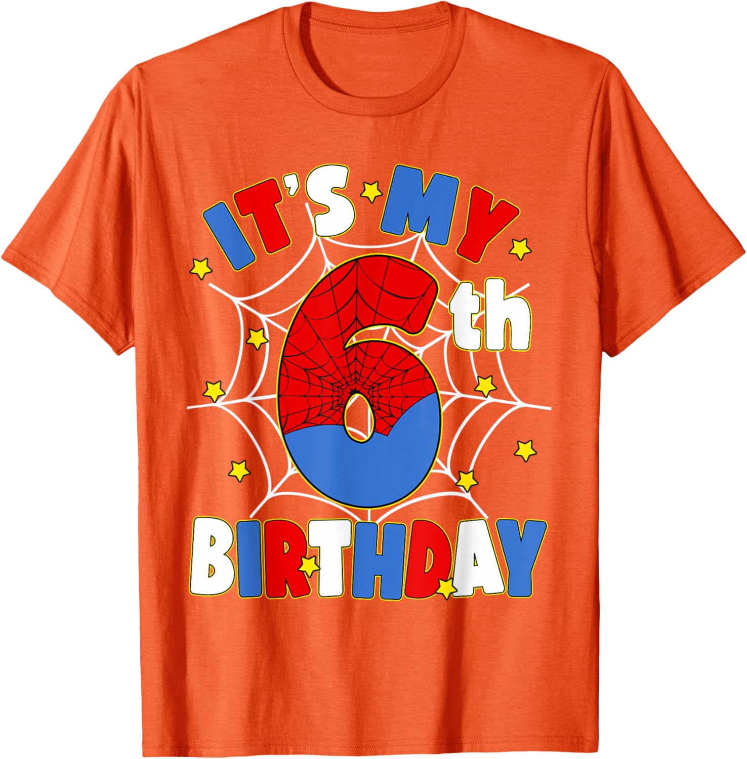 Kids Boys Spider Theme 6th Birthday Party T-Shirt for Fun Celebrations - 8