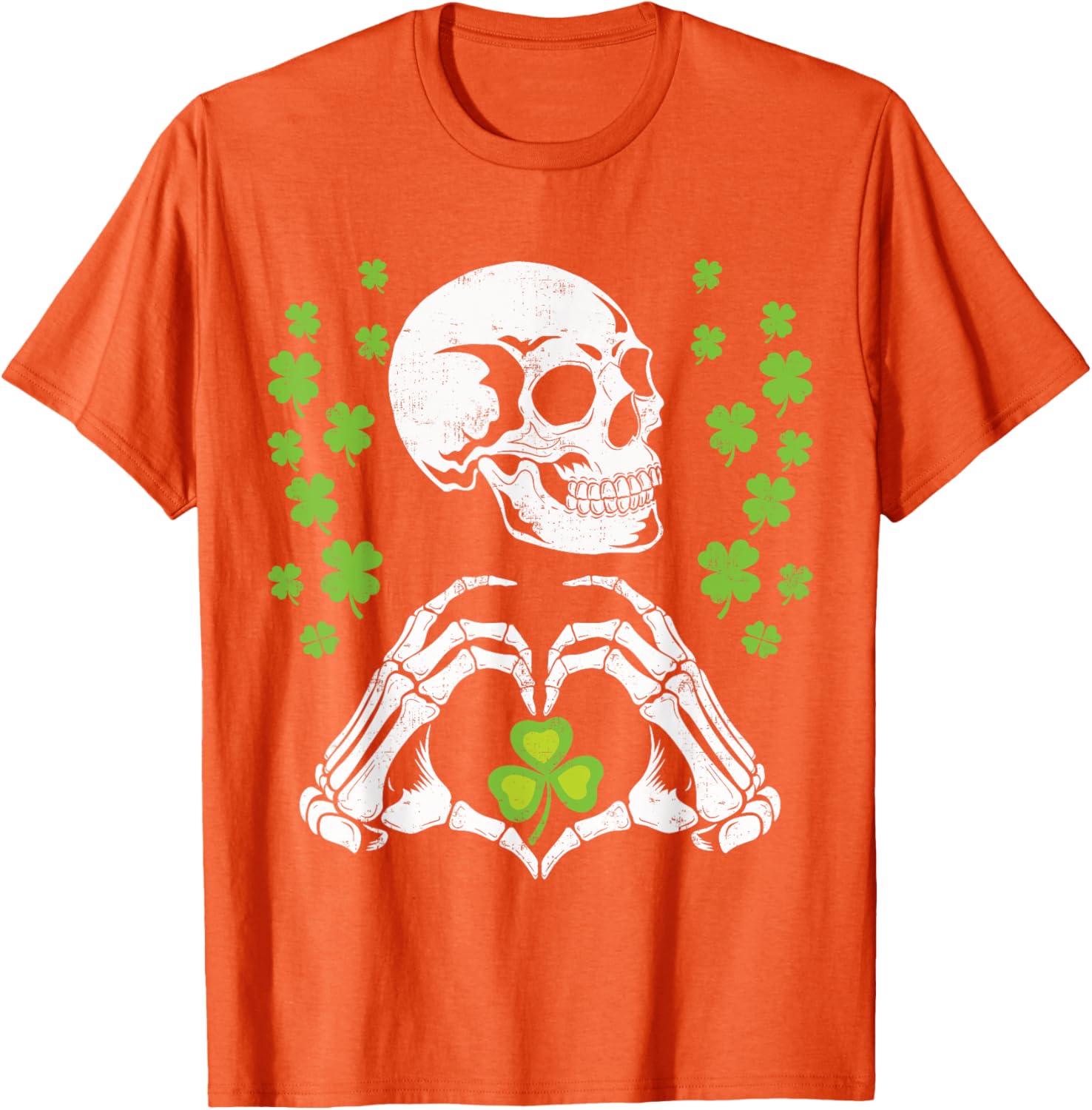 St Patrick's Day Skeleton Skull Heart Shamrock T-Shirt for Festive Fun - 2