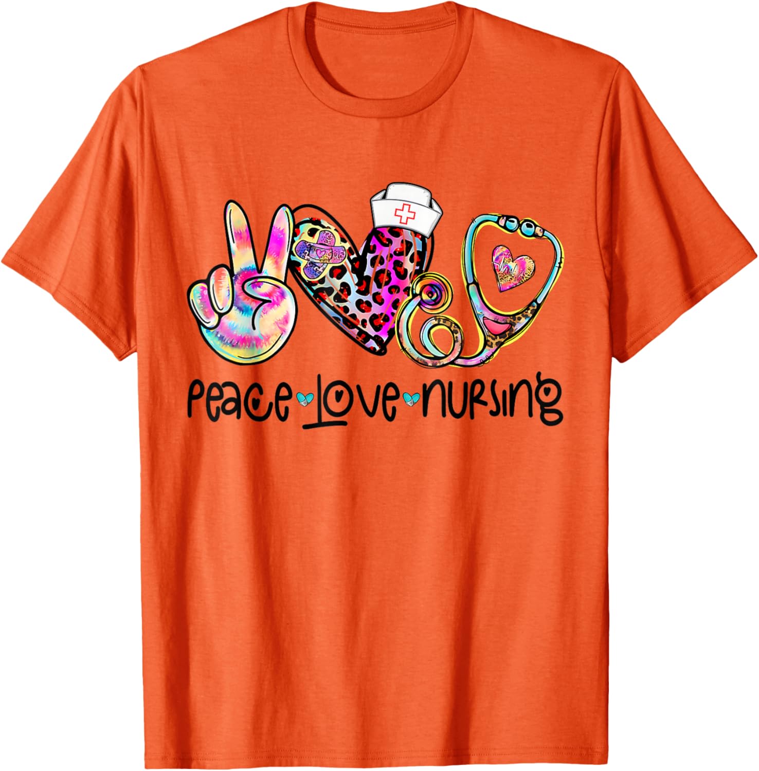 Peace Love Nursing Stethoscope T-Shirt for Nurse Week 2025 Perfect Gift - 2