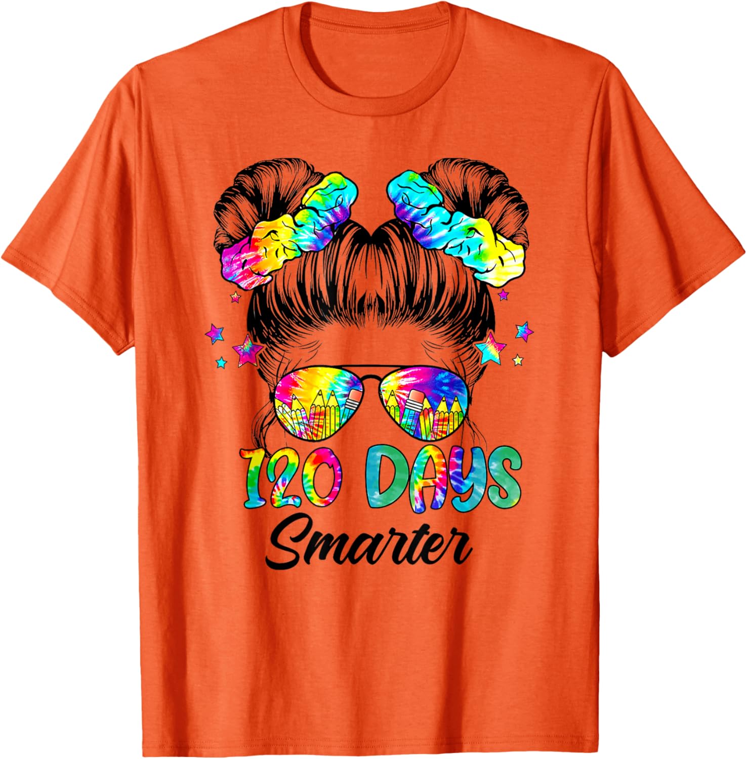 Messy Bun 120 Days of School Tie Dye Shirt for Smart Students - 16