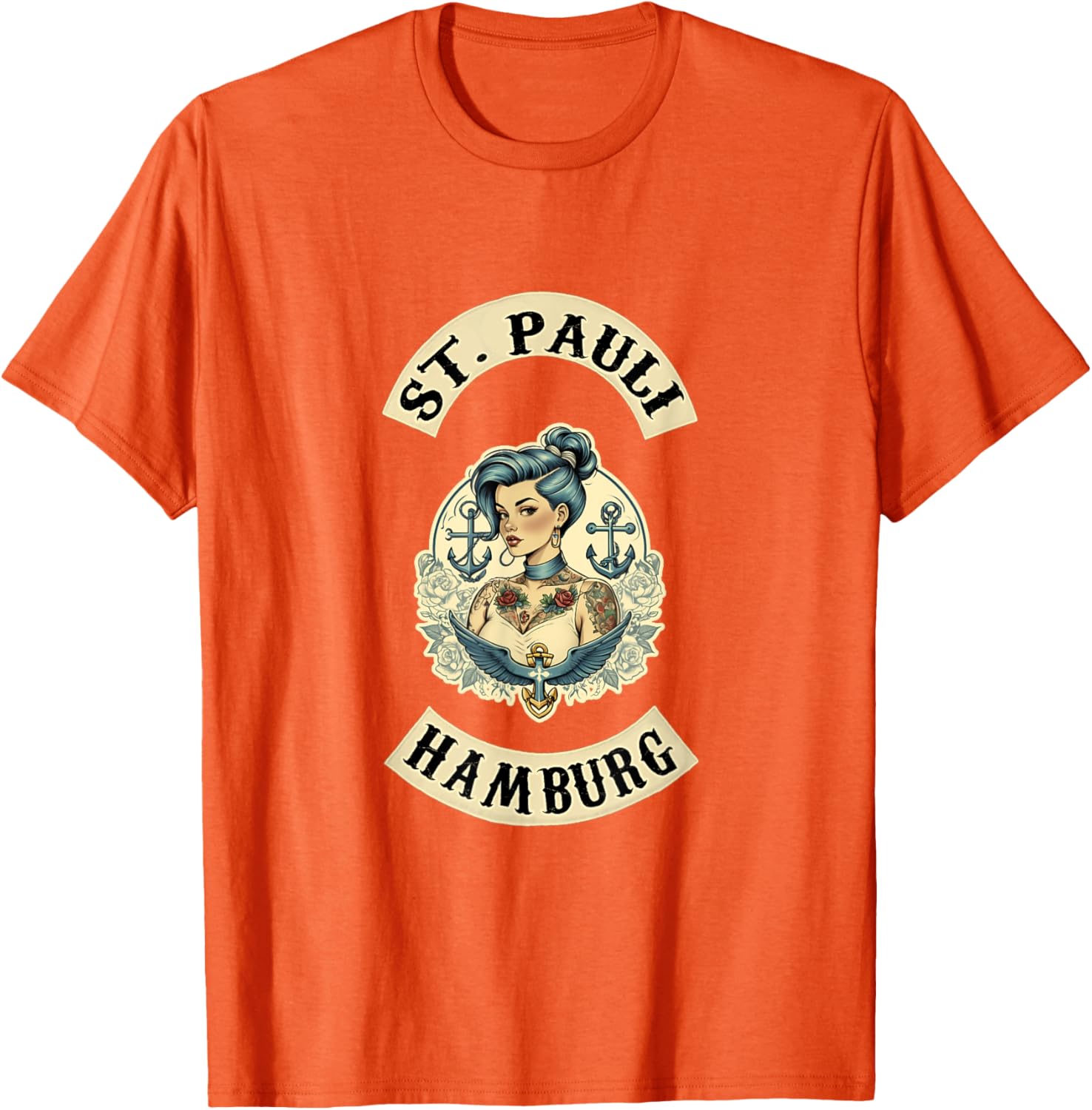 Hamburg St. Pauli Reeperbahn Sailor Tattoo Girl T-Shirt for Fans - 19