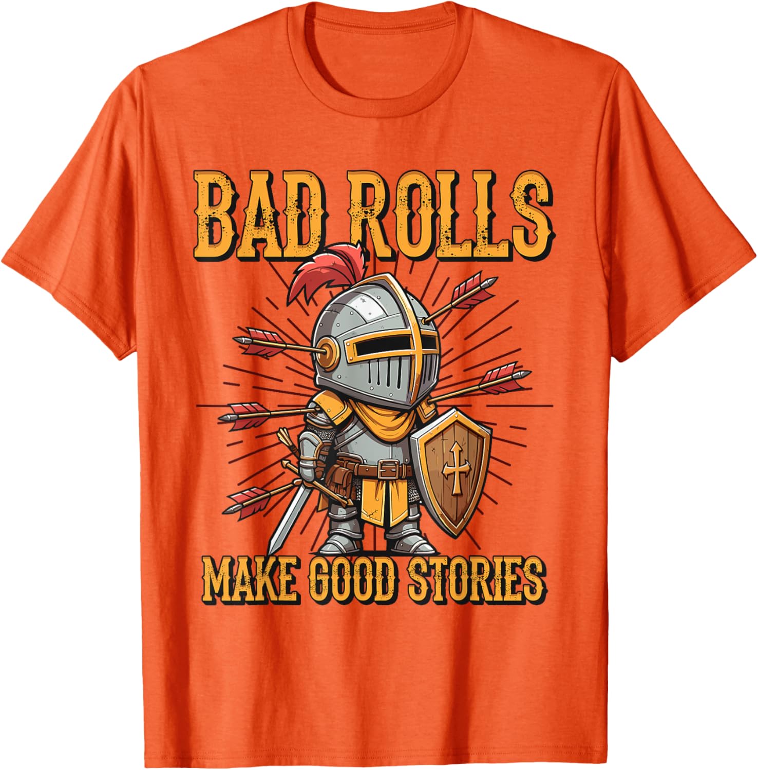 Bad Rolls Makes Good Stories Funny Knight Humor T-Shirt for Gamers - 2
