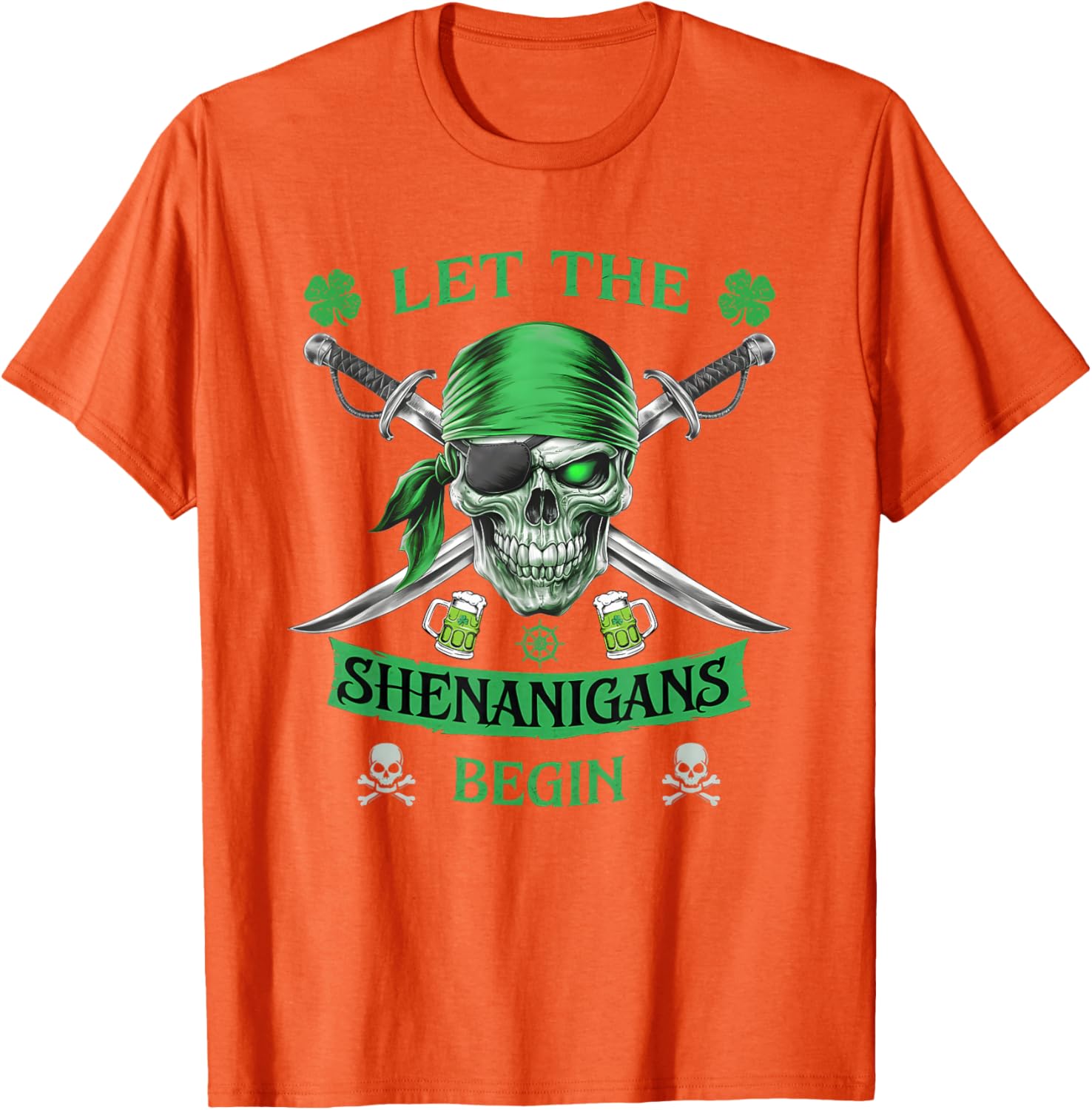 Pirate Skull St Patricks Day T-Shirt for Men Let the Shenanigans Begin - 8