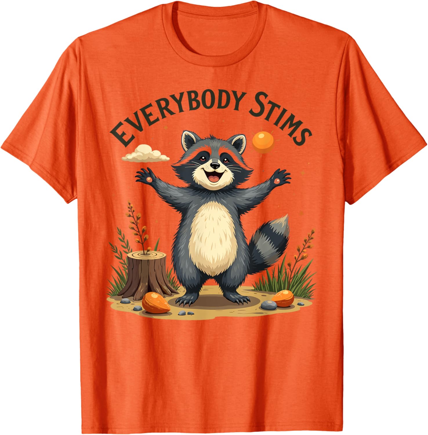 Support Autism Awareness with Everybody Stims Raccoon T-Shirt - 7