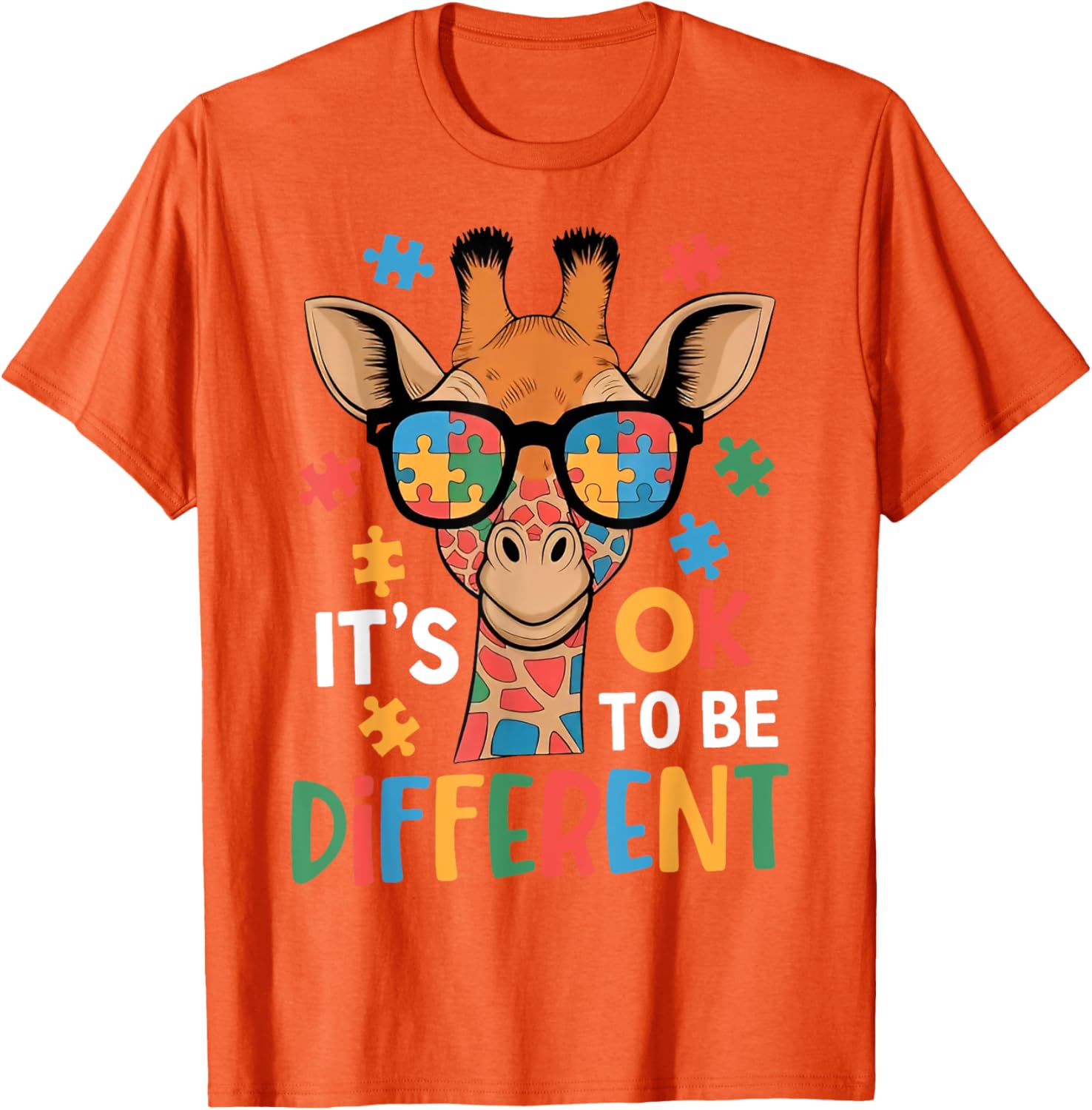 It's Okay to Be Different Giraffe Autism Awareness T-Shirt for Kids - 1