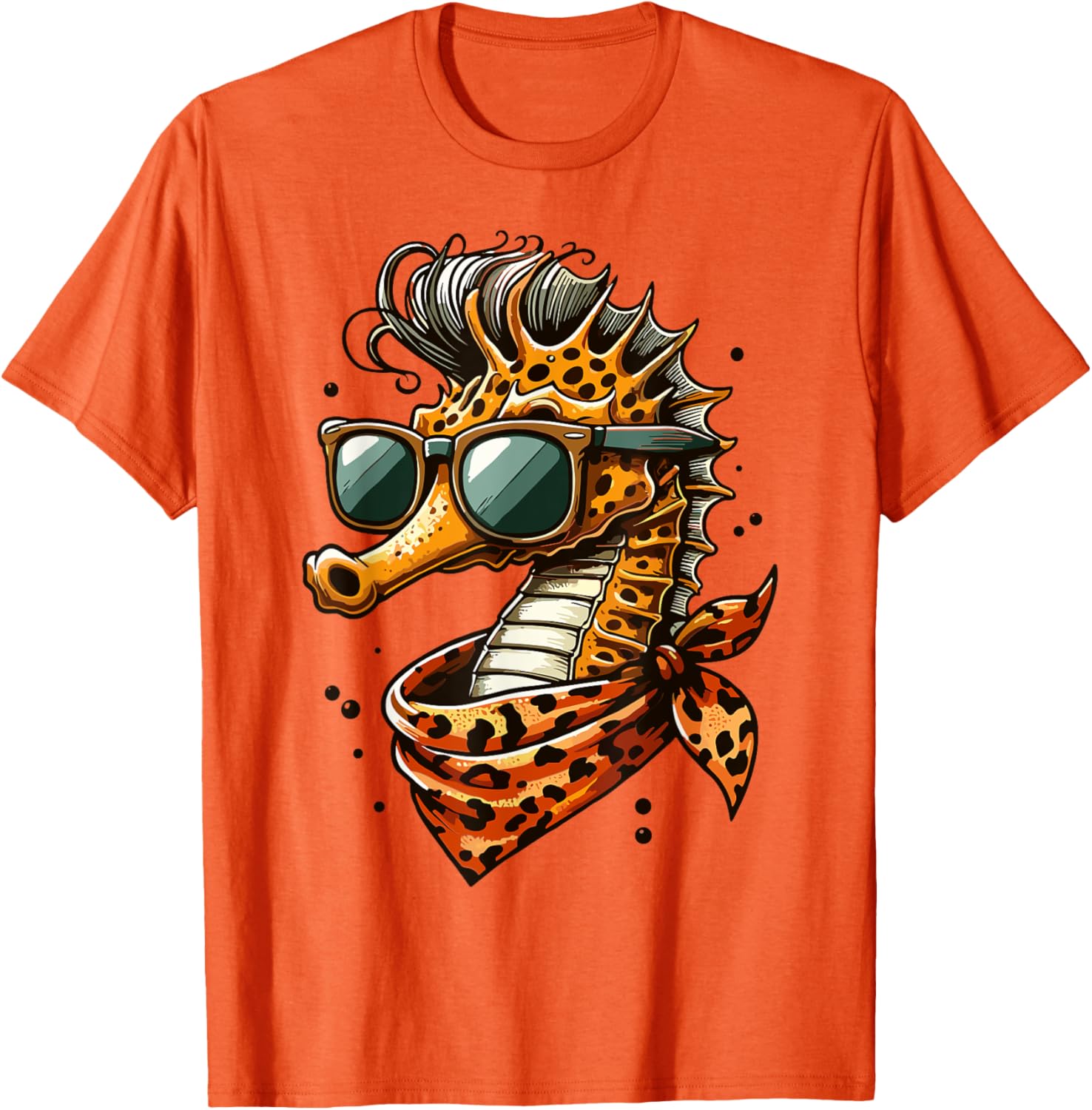 Seahorse with Leopard Scarf and Sunglasses Fun T-Shirt for Animal Lovers - 18