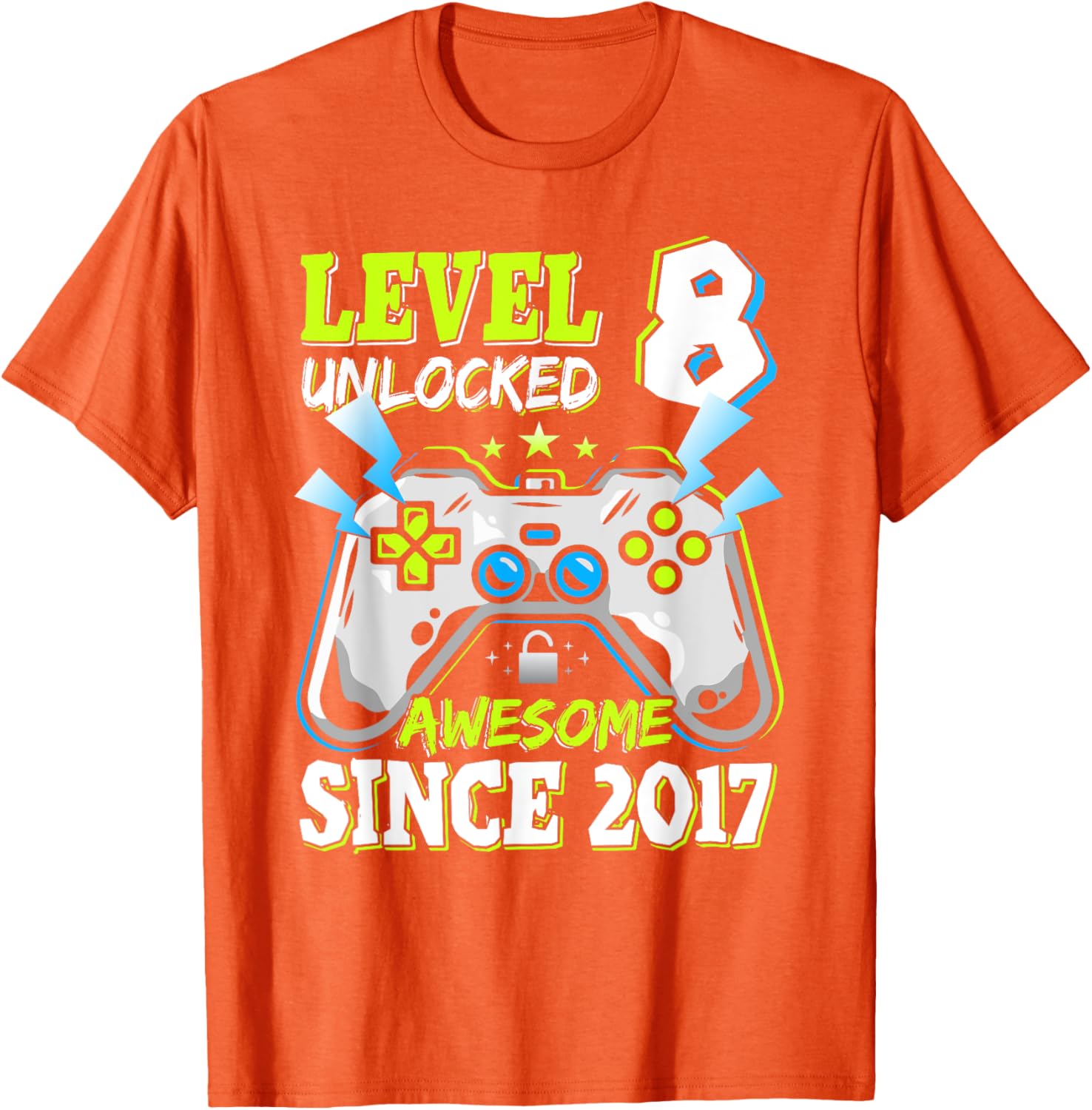 Level 8 Unlocked 2017 Video Game Birthday T-Shirt for Boys - 6