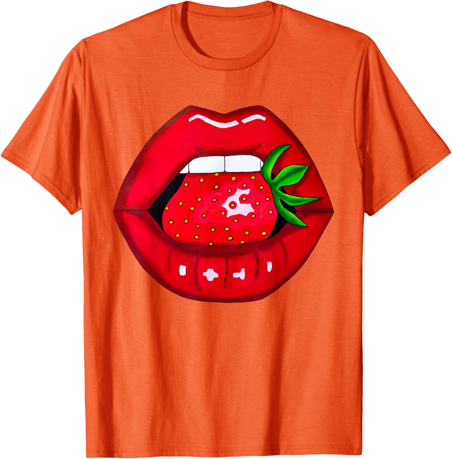 Sexy Strawberry Lips Red Lipstick Women's T-Shirt for Fun Fashion - 27