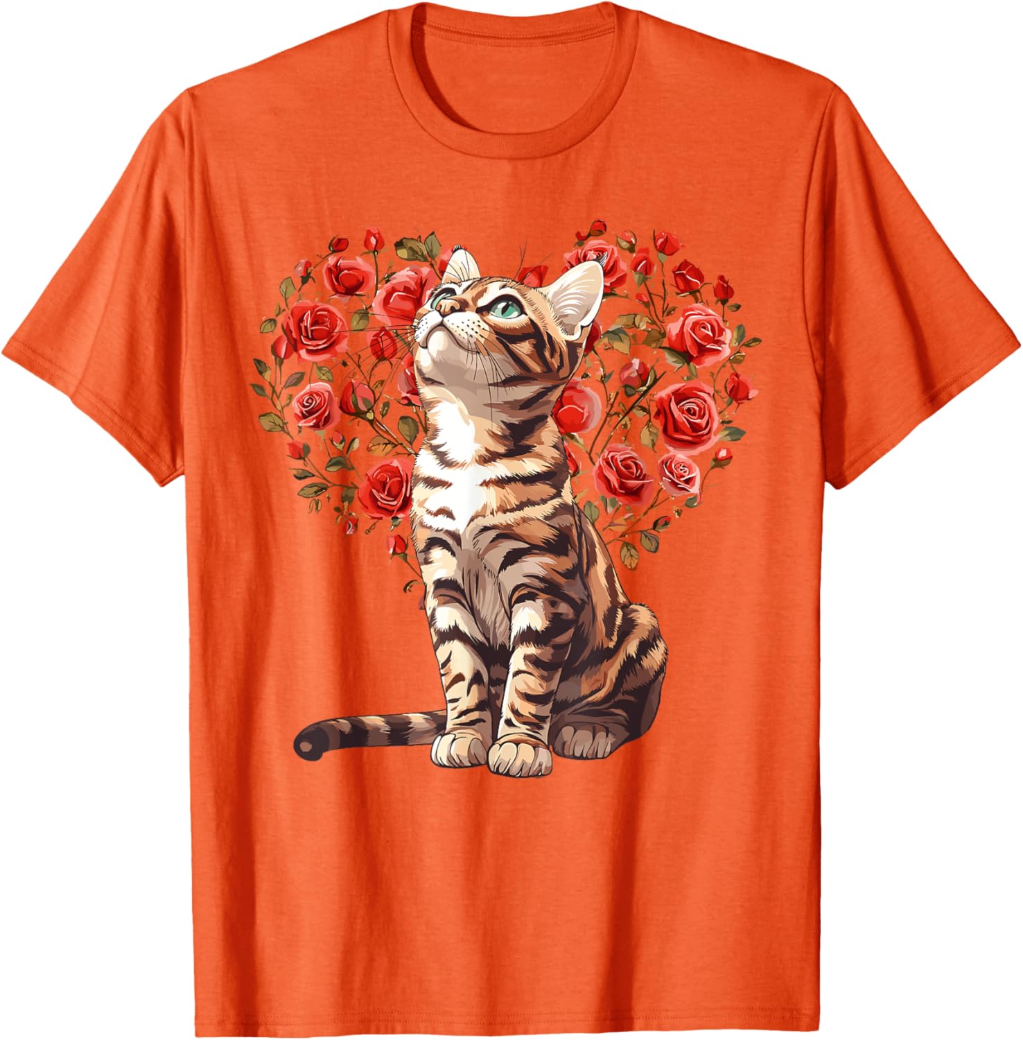 Bengal Cat Valentine's Day Heart Floral Design T-Shirt for Cat Lovers - 8