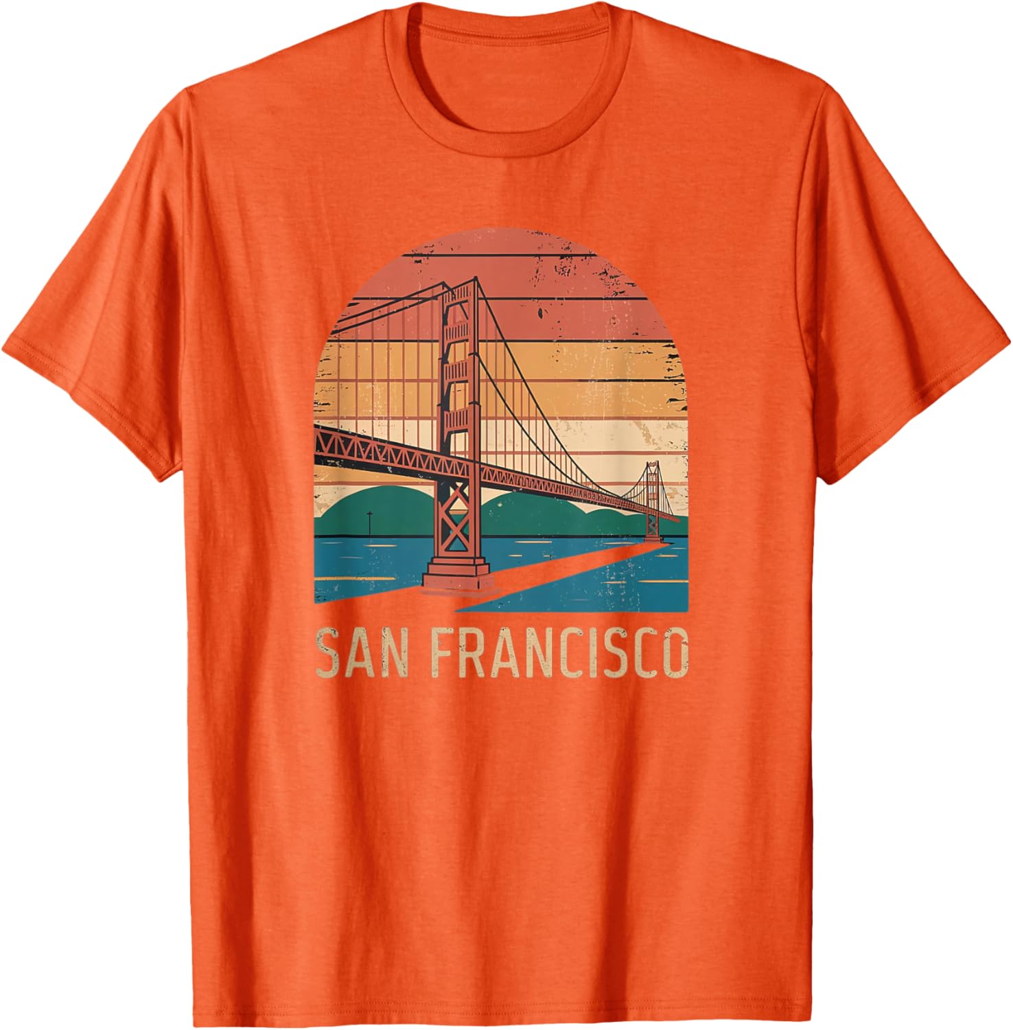 Retro San Francisco Bridge Sunset T-Shirt for Vintage Style Lovers - 28