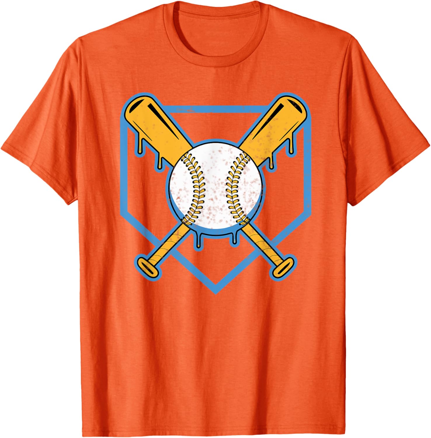 Yellow Baseball Home Plate Drip T-Shirt for Boys Sports Style - 1