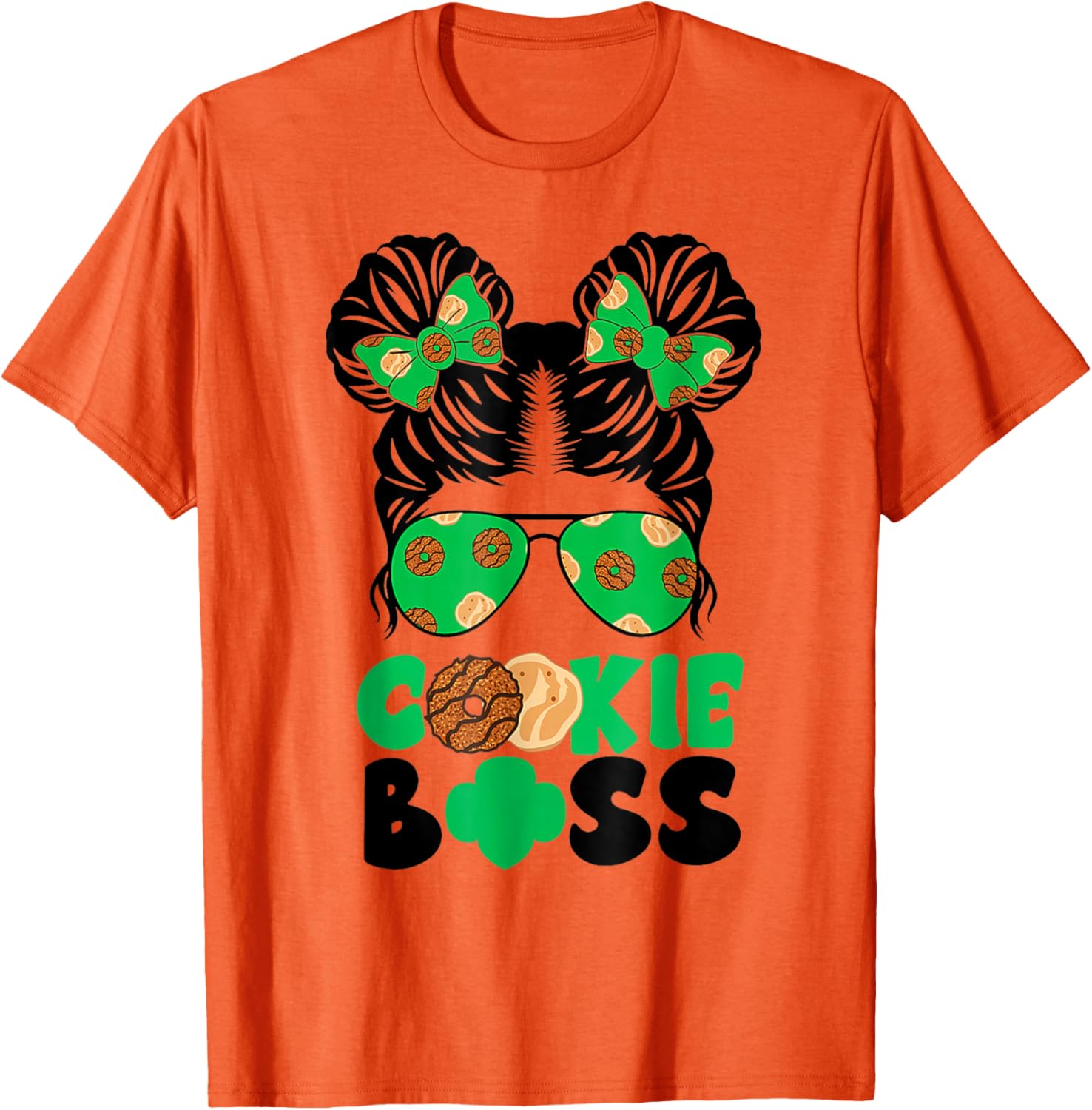 Scout Cookie Boss Girls Messy Bun Sunglasses T-Shirt for Kids - 13
