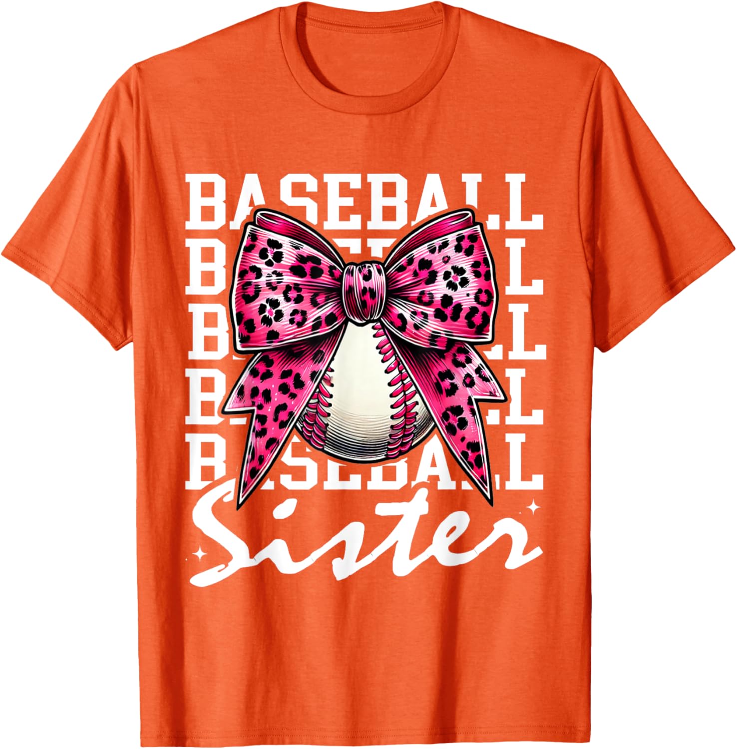 Pink Leopard Print Coquette Bow Baseball Sister T-Shirt for Trendy Style - 13