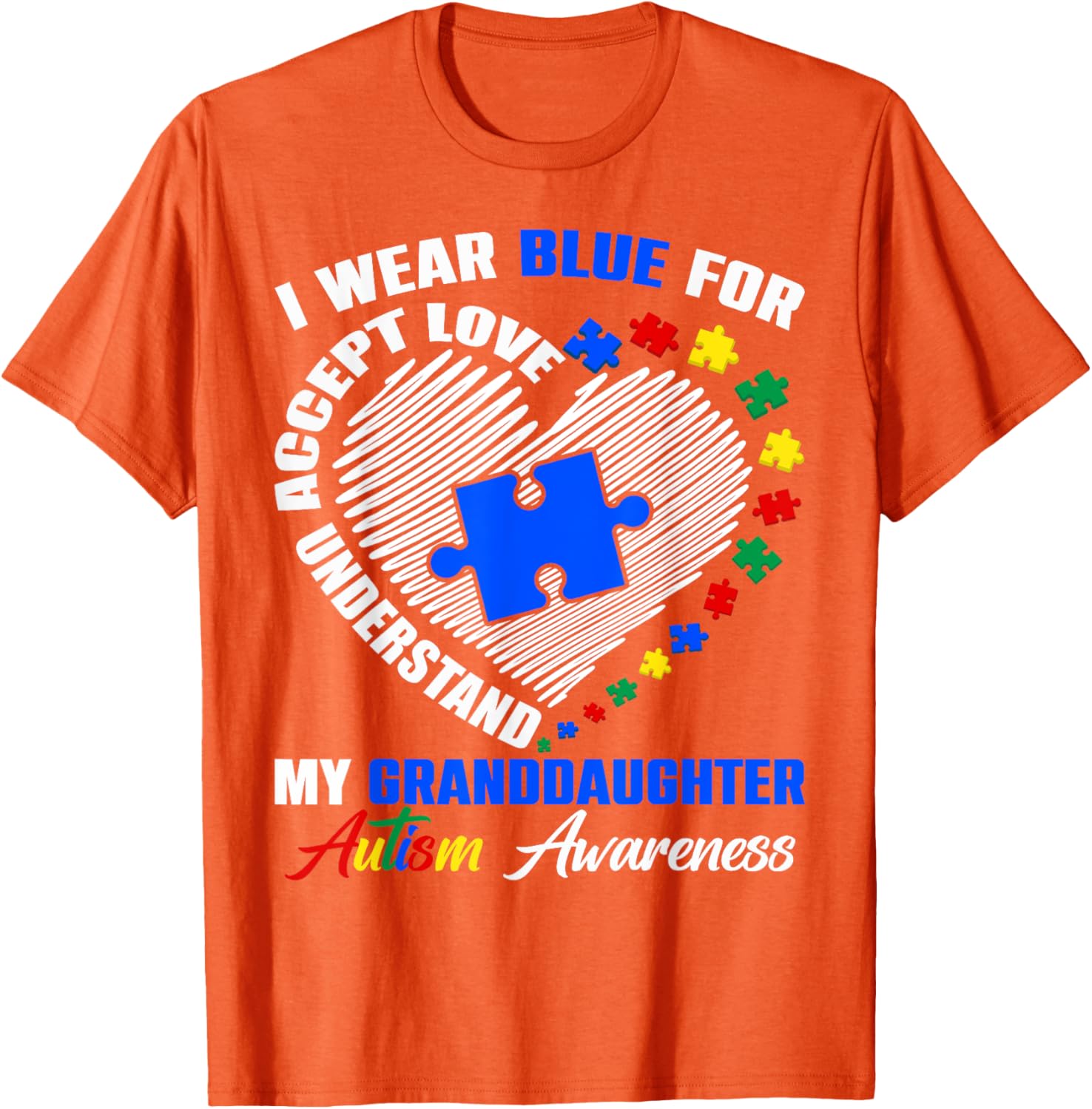 Blue Puzzle Pie T-Shirt for Autism Awareness - Perfect for Granddaughters - 18