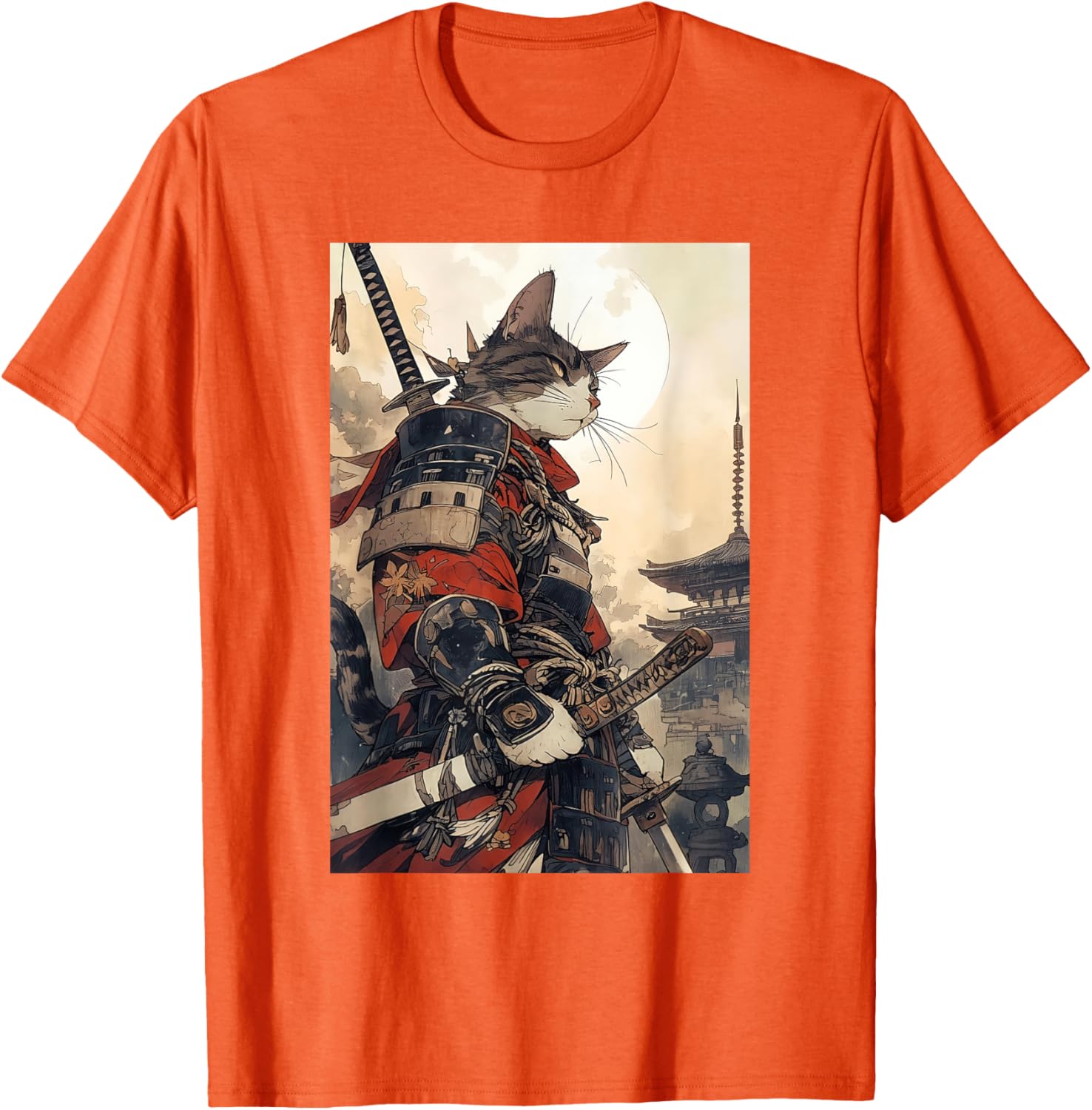 Samurai Cat Graphic Tee Vintage Japanese Art for Men, Women, Kids - 10