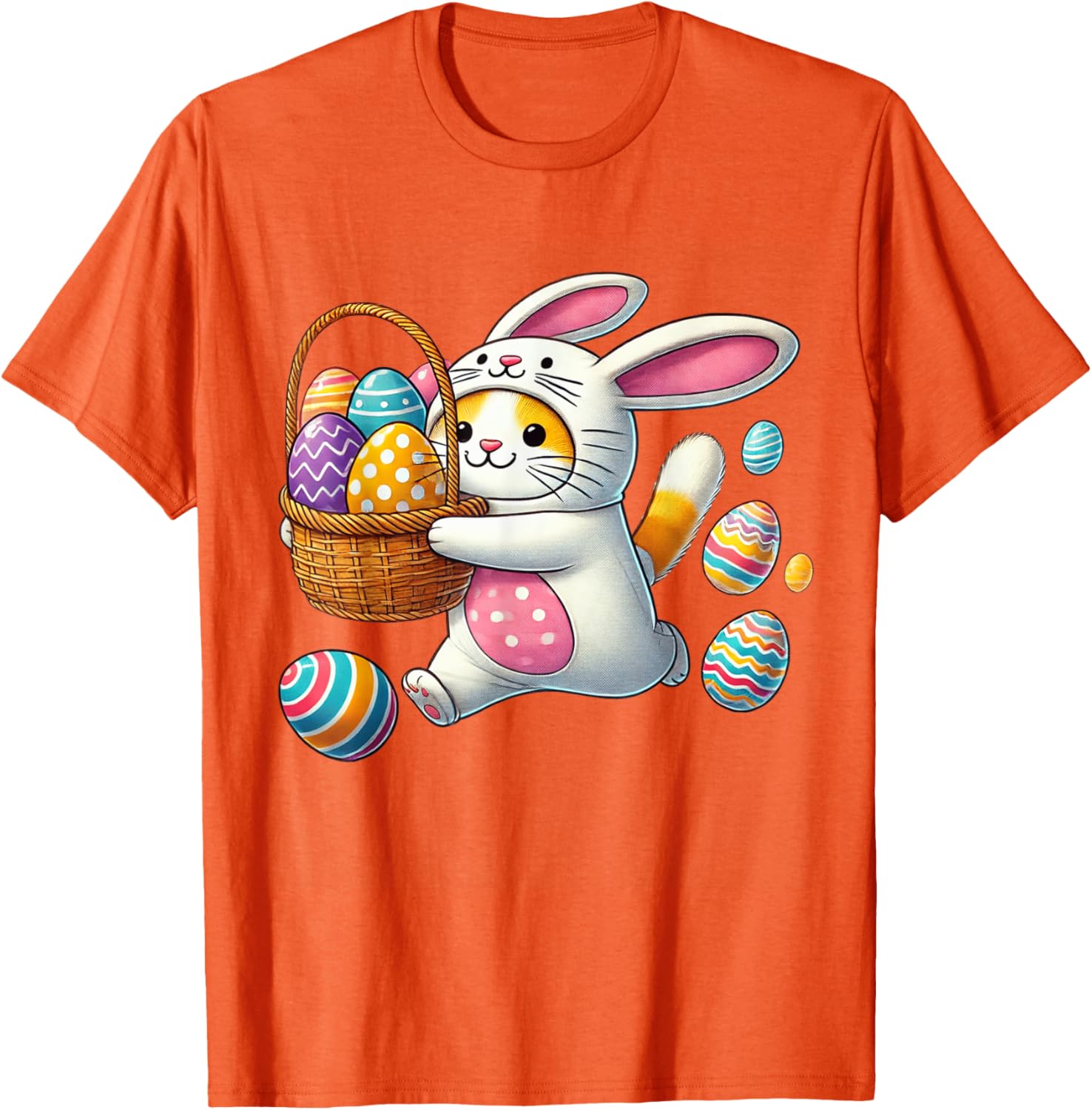Funny Easter Orange Cat Bunny Ears T-Shirt for Kids Boys and Girls - 2