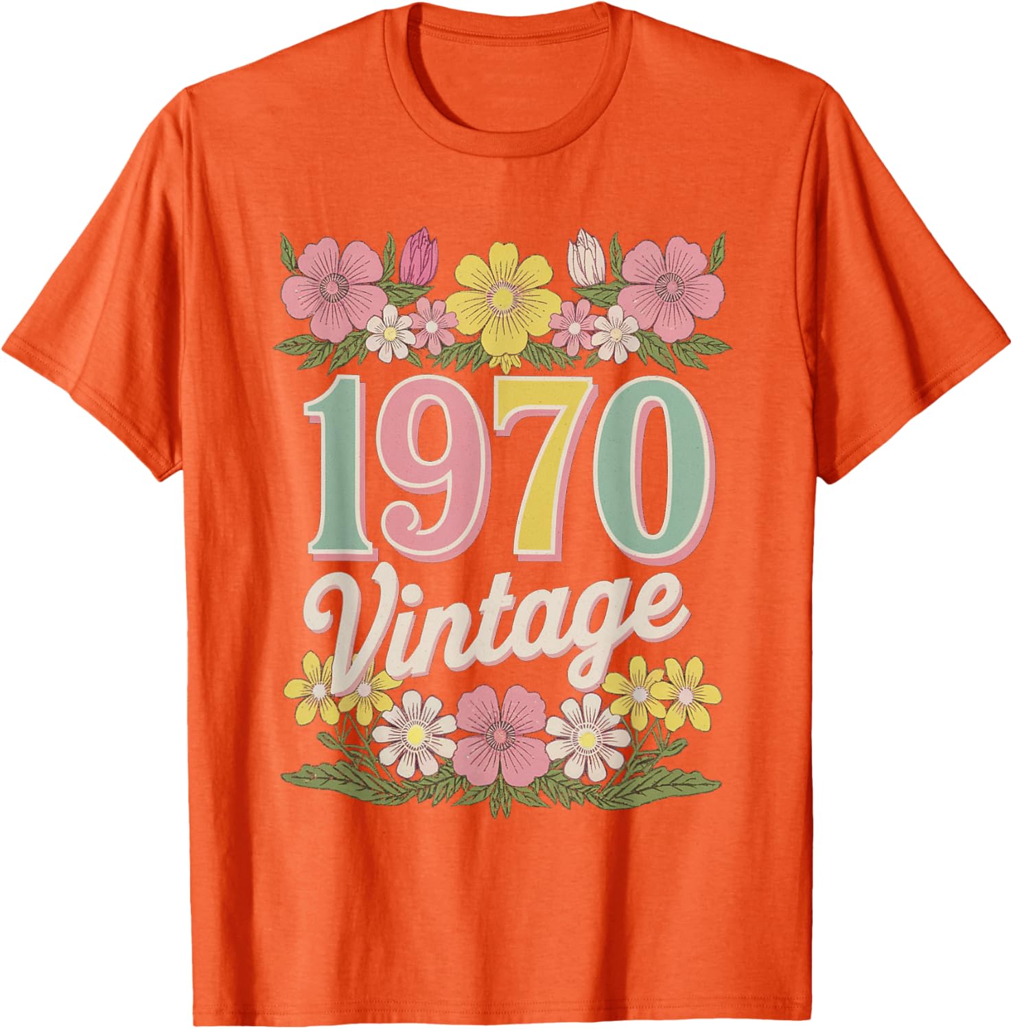 Vintage 1970 Retro Flower Birthday T-Shirt for Daughters and Women - 27