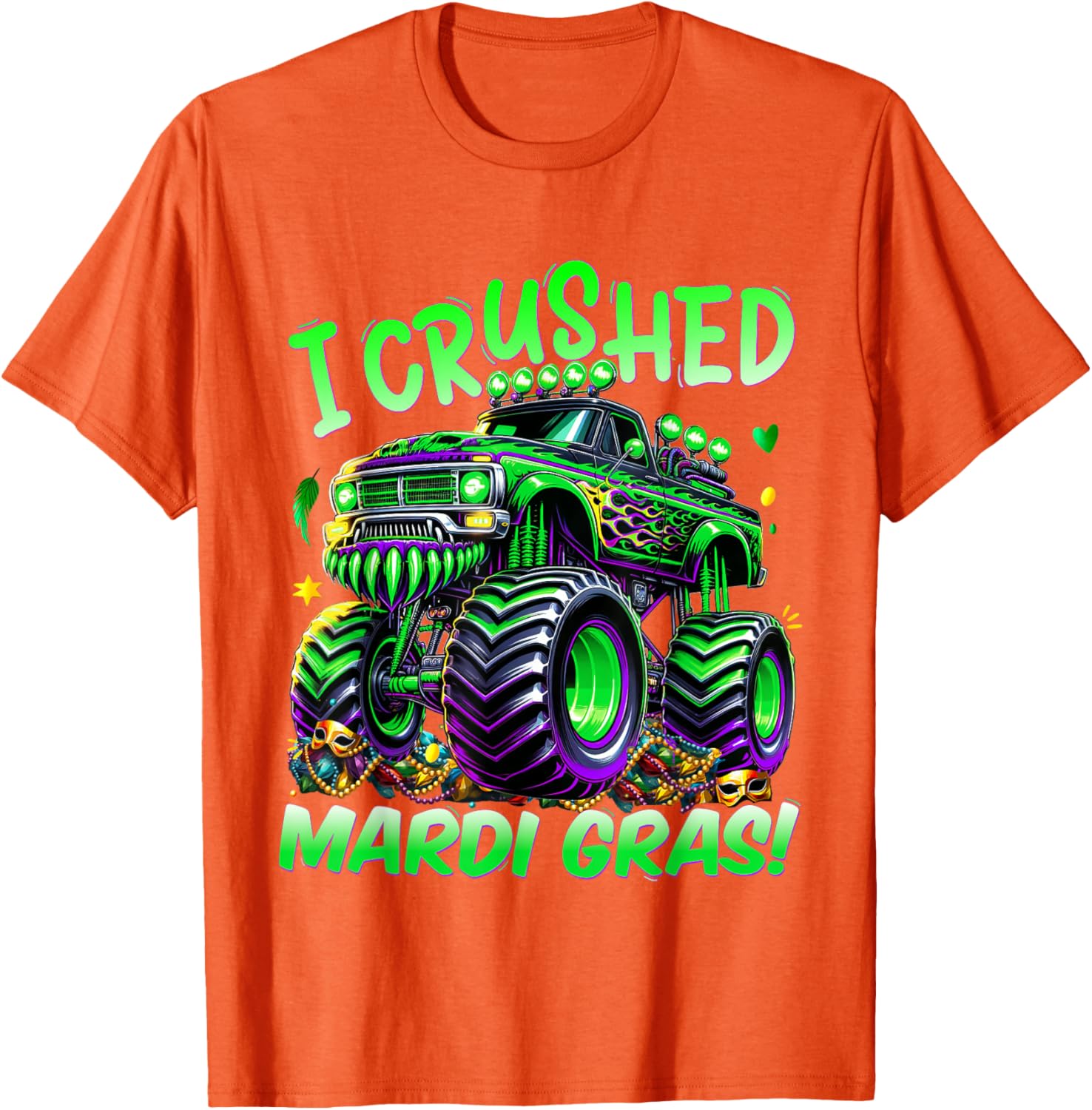 I Crushed Mardi Gras Monster Truck Tee for Boys and Kids Fun Shirt - 16