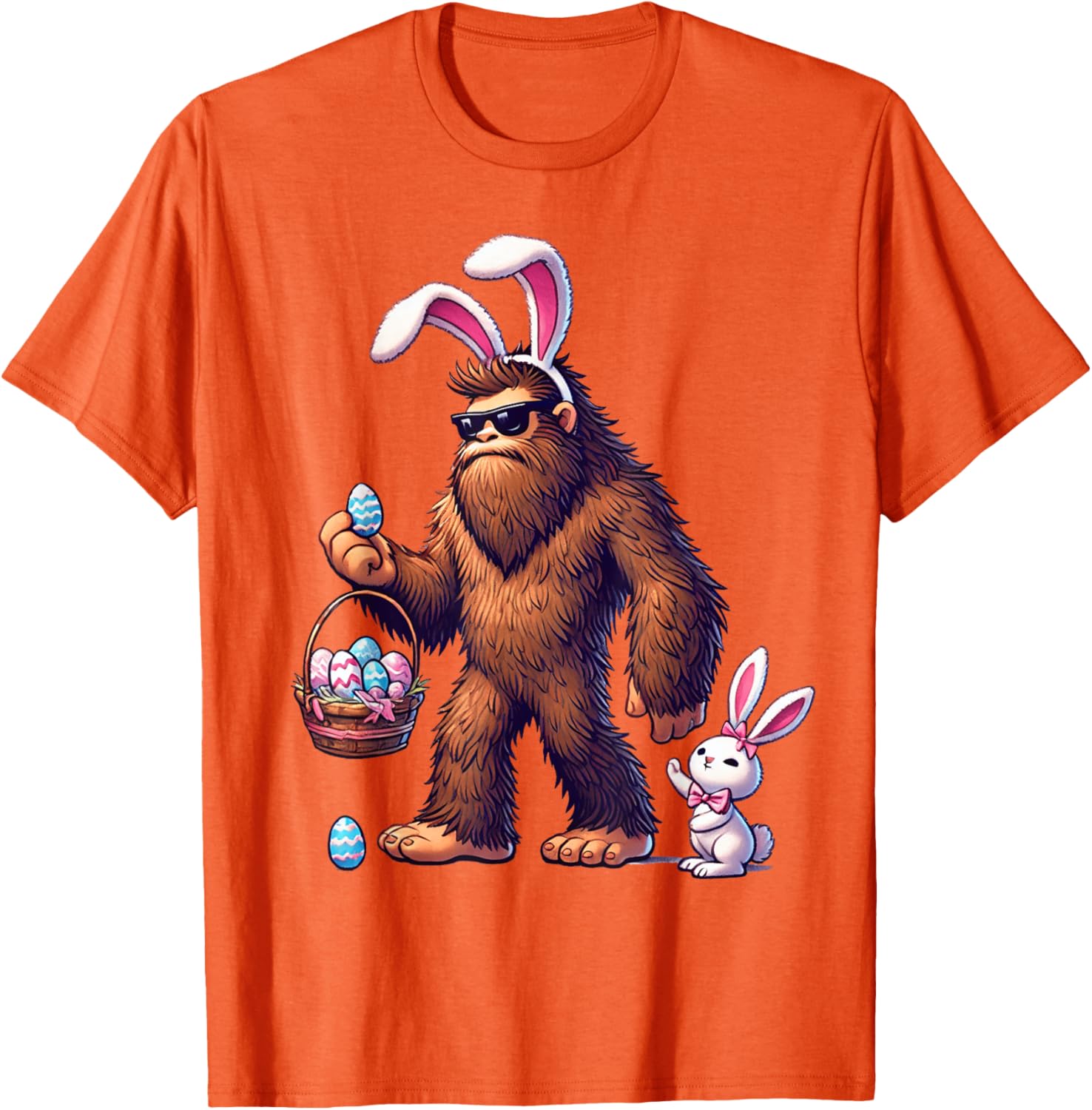 Bigfoot Sasquatch Bunny Easter Eggs T-Shirt for Kids and Men - 11