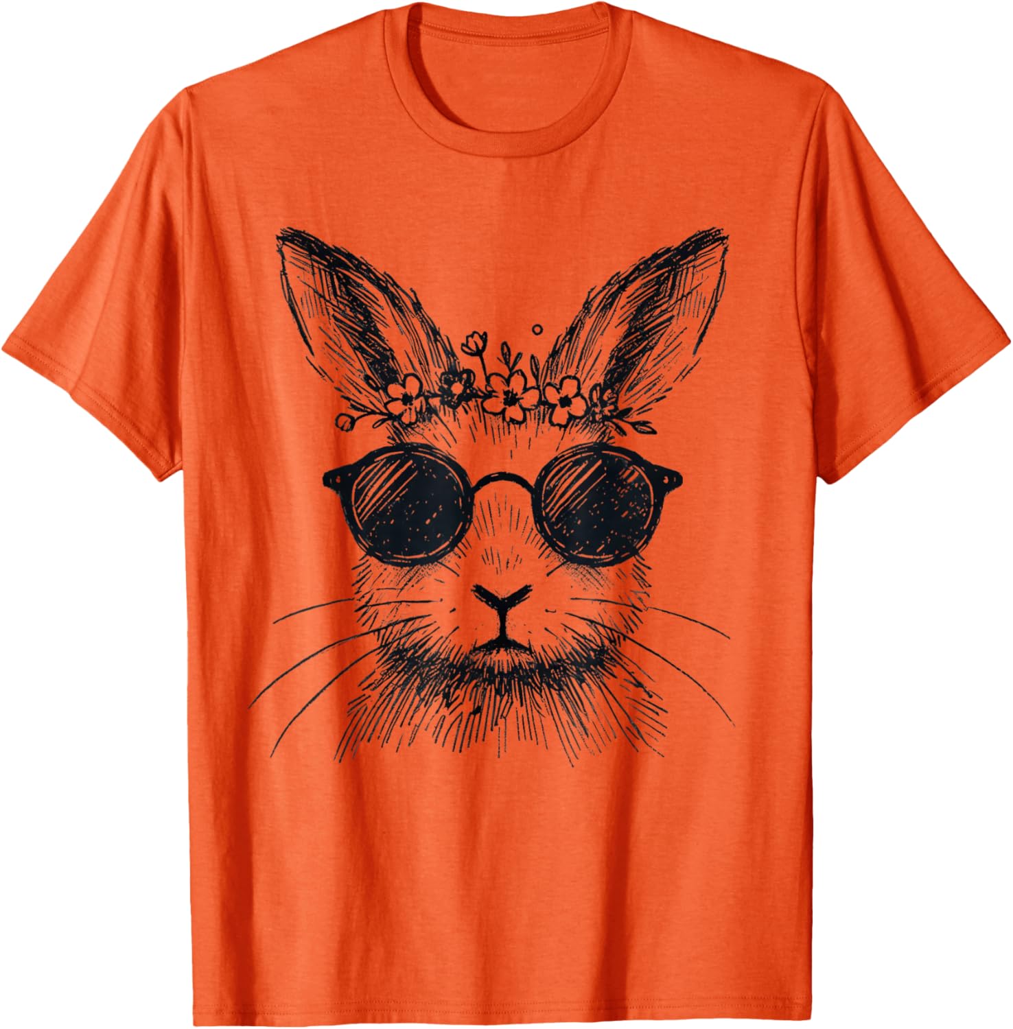 Bunny Face Flower Crown Easter T-Shirt for Women and Girls - 4
