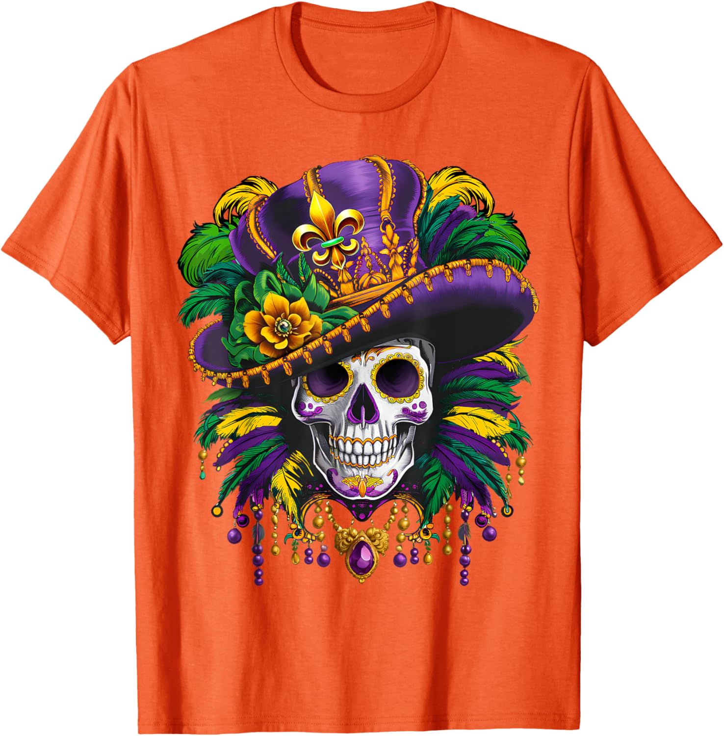 Mardi Gras Sugar Skull T-Shirt for New Orleans Carnival Fun - 5