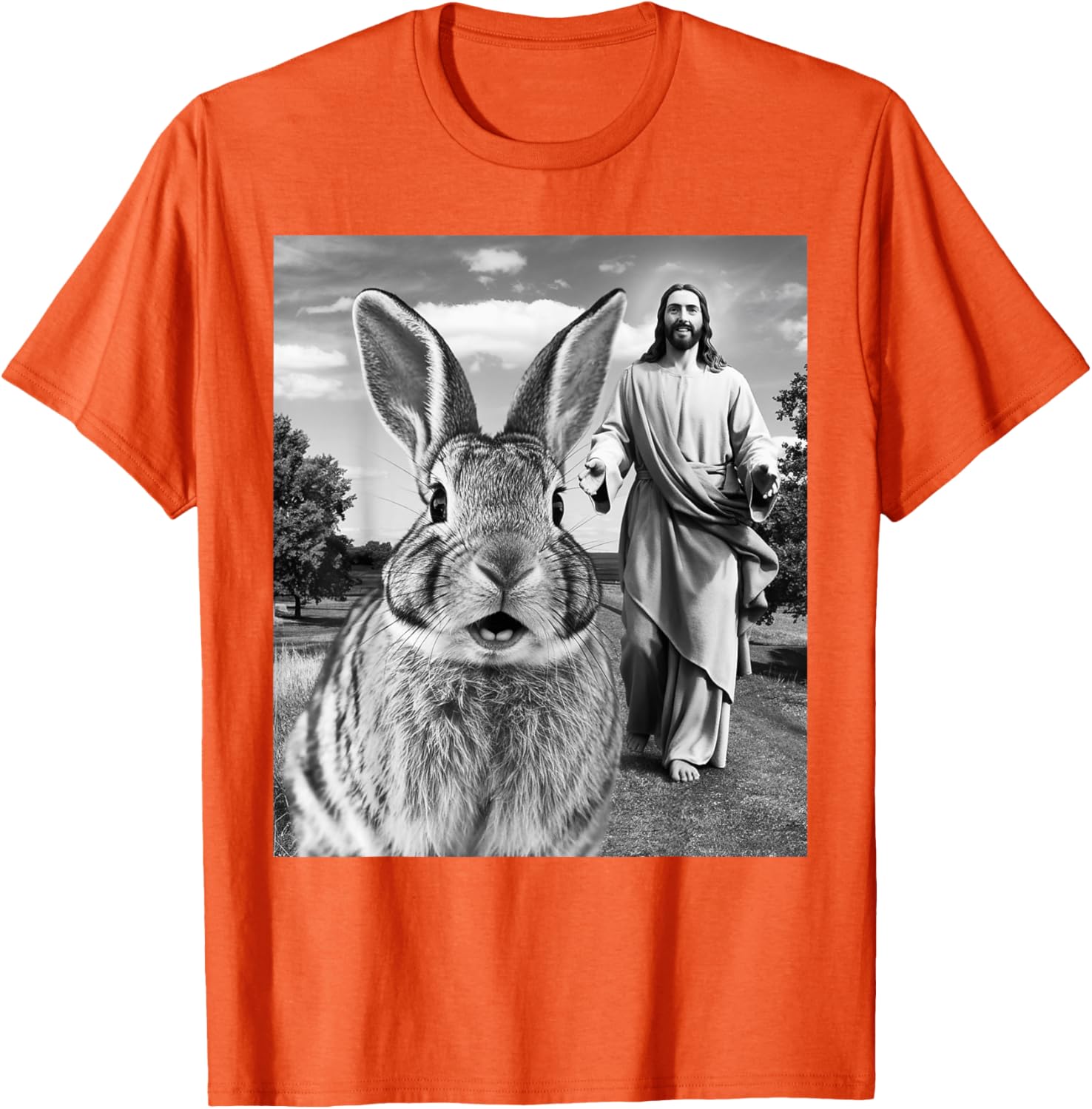 Happy Easter Bunny Selfie T-Shirt for Men Women Kids Fun Christian Style - 1