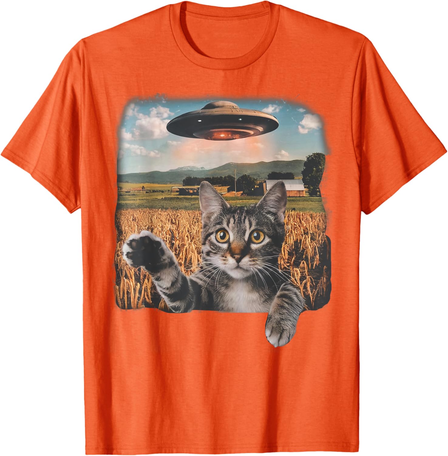 Cat Selfie with Alien UFO T-Shirt for Men, Women, and Kids - 14