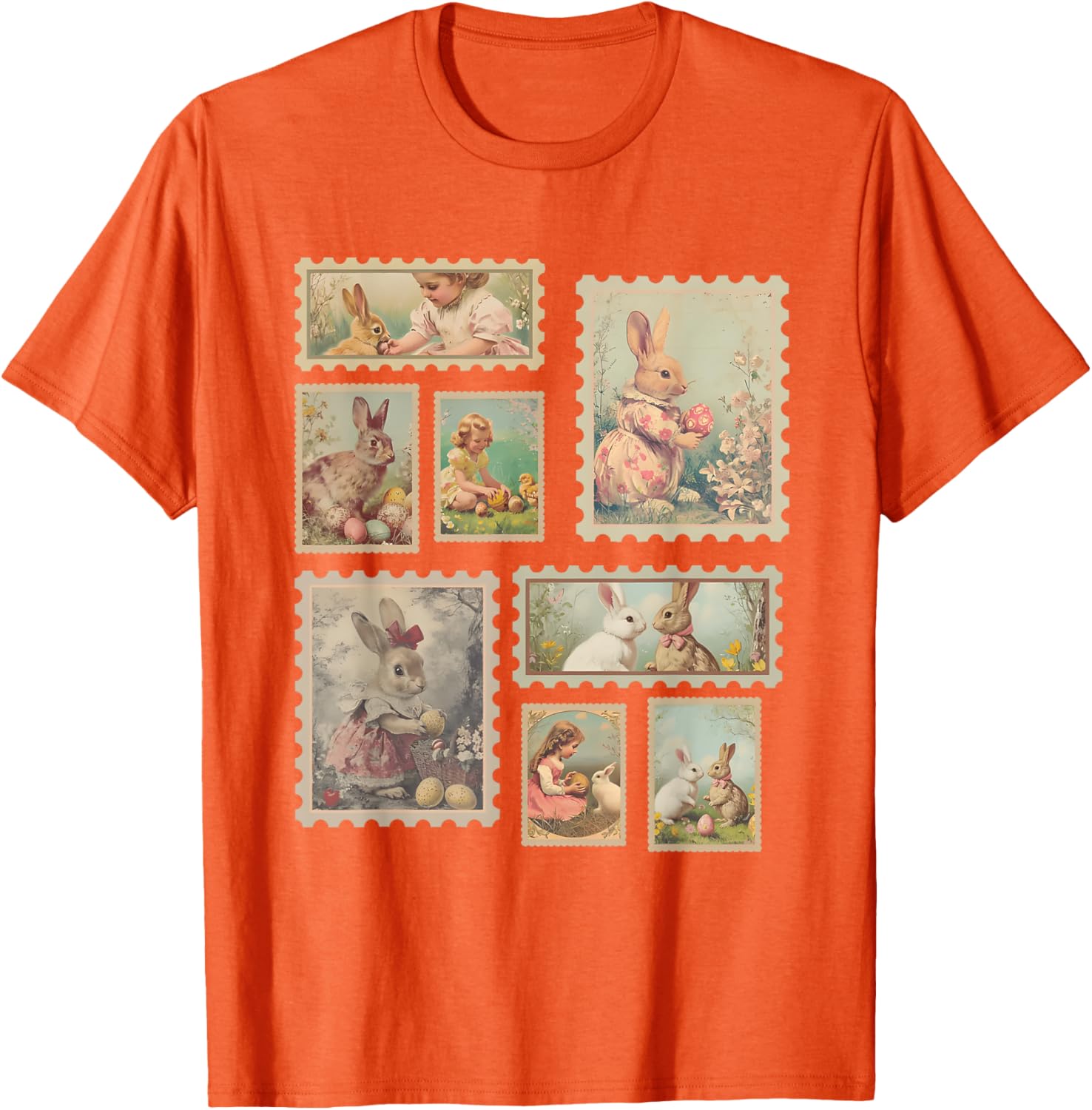 Retro Easter Bunny T-Shirt for Women Cute Spring Fashion Top - 7