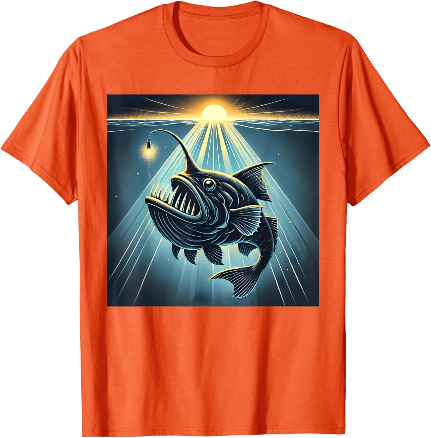 Anglerfish Found The Light T-Shirt - Fun Marine Life Apparel - 8