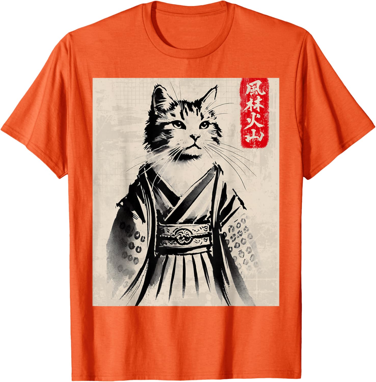 Samurai Cat Ukiyo-e Warrior Art T-Shirt for Cat Lovers and Art Fans - 23