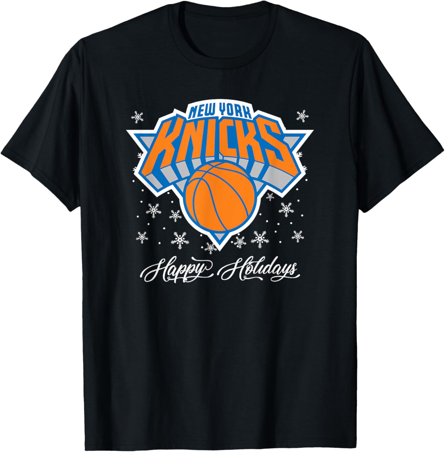 Men's NBA New York Knicks Wintry Wishes T-Shirt for Sports Fans - 1