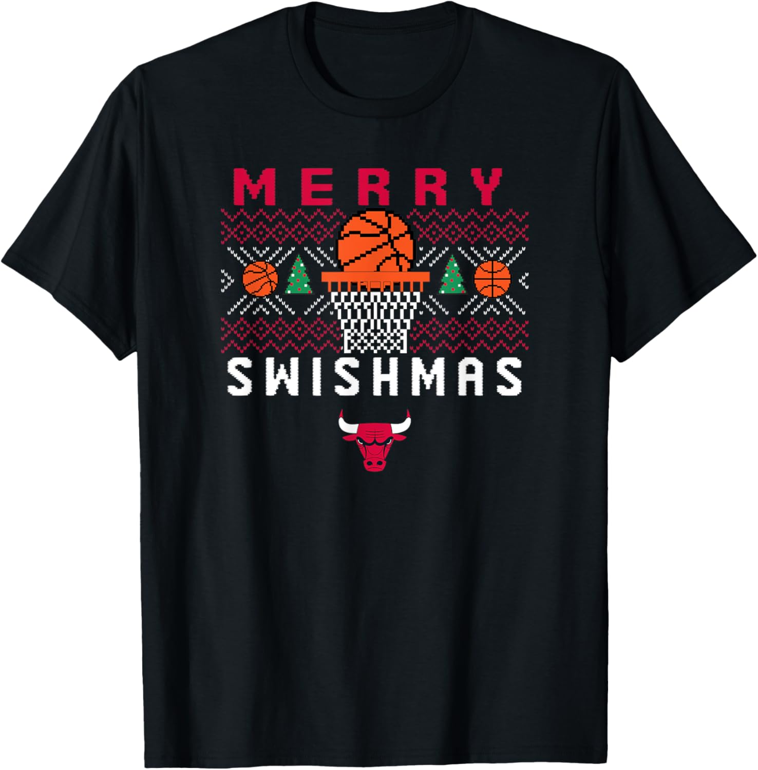 Men's Chicago Bulls Merry Swishmas T-Shirt for Holiday Sports Enthusiasts - 3