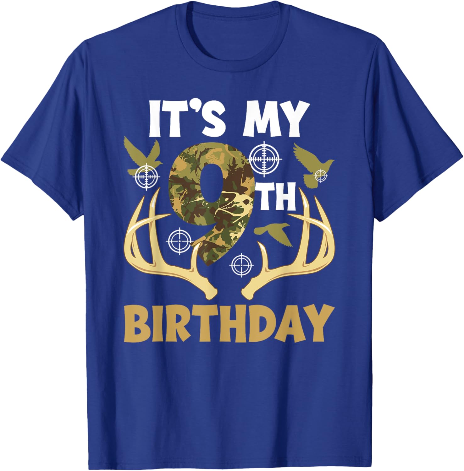 9th Birthday Hunting T-Shirt for Boys Fun Hunter Design Gift - 9