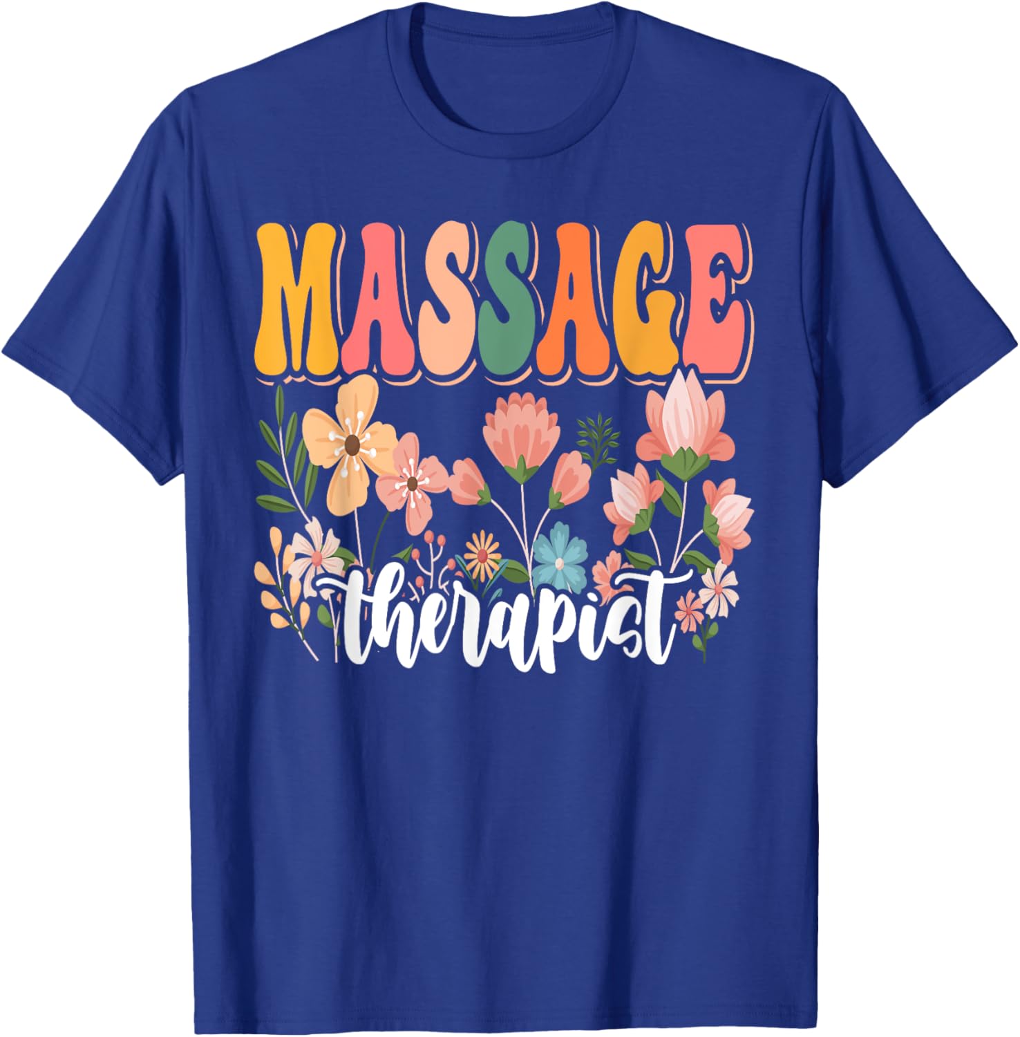 Retro Groovy Floral Wildflower Tee for Massage Therapists and Nature Lovers - 4